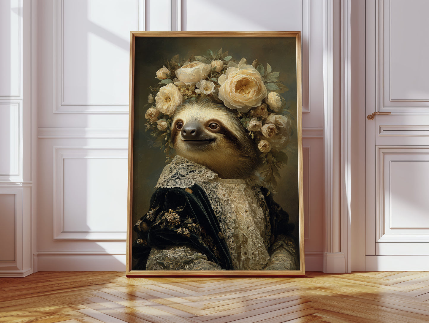 Regal Sloth Amidst Blossoms