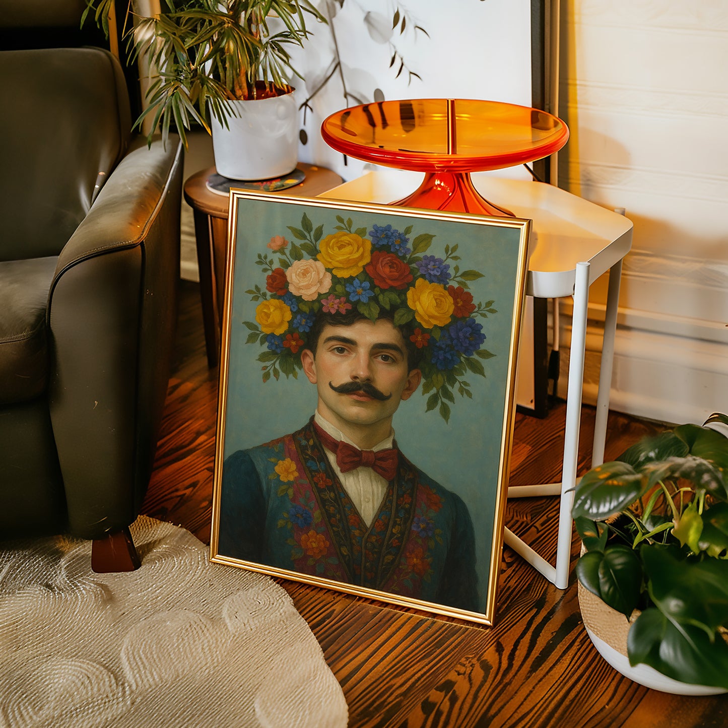 Floral Nobleman in Crimson Bowtie