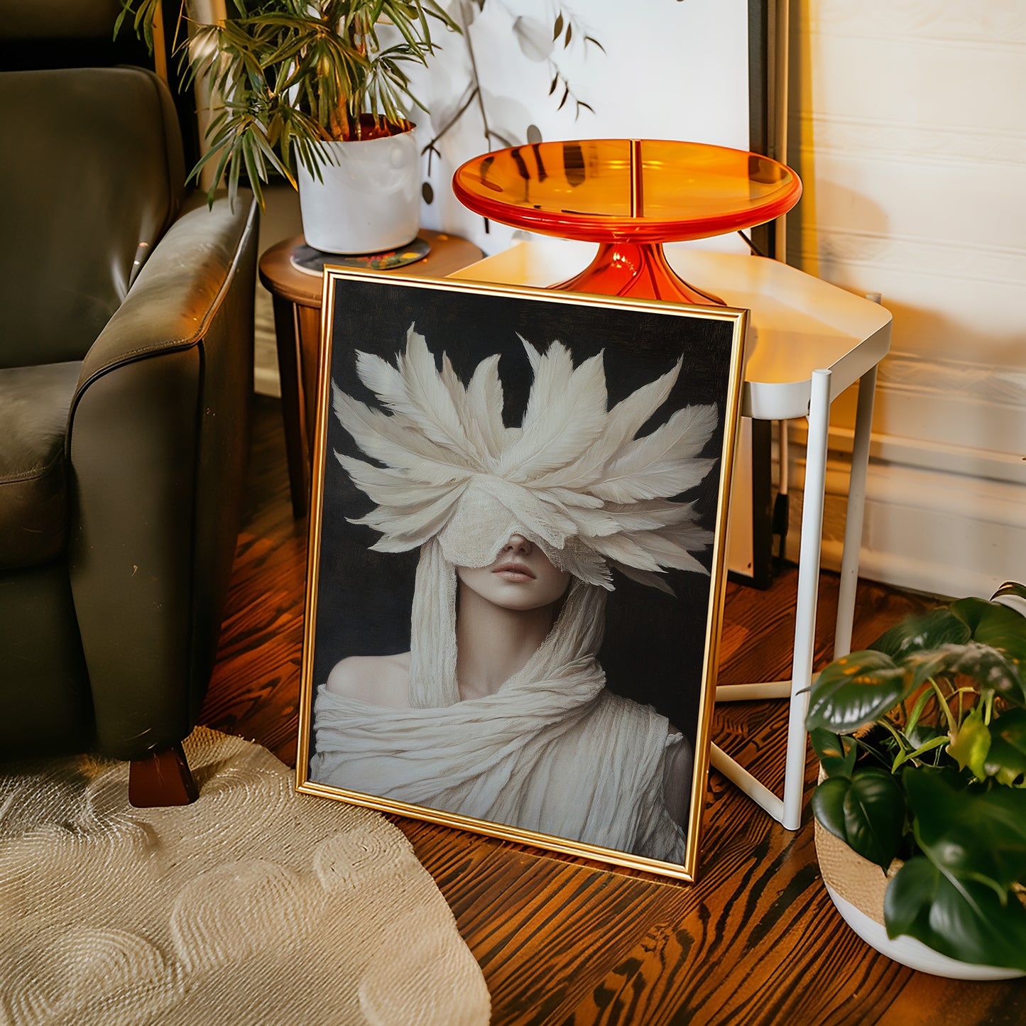 Silent Priestess in Ivory Plumes