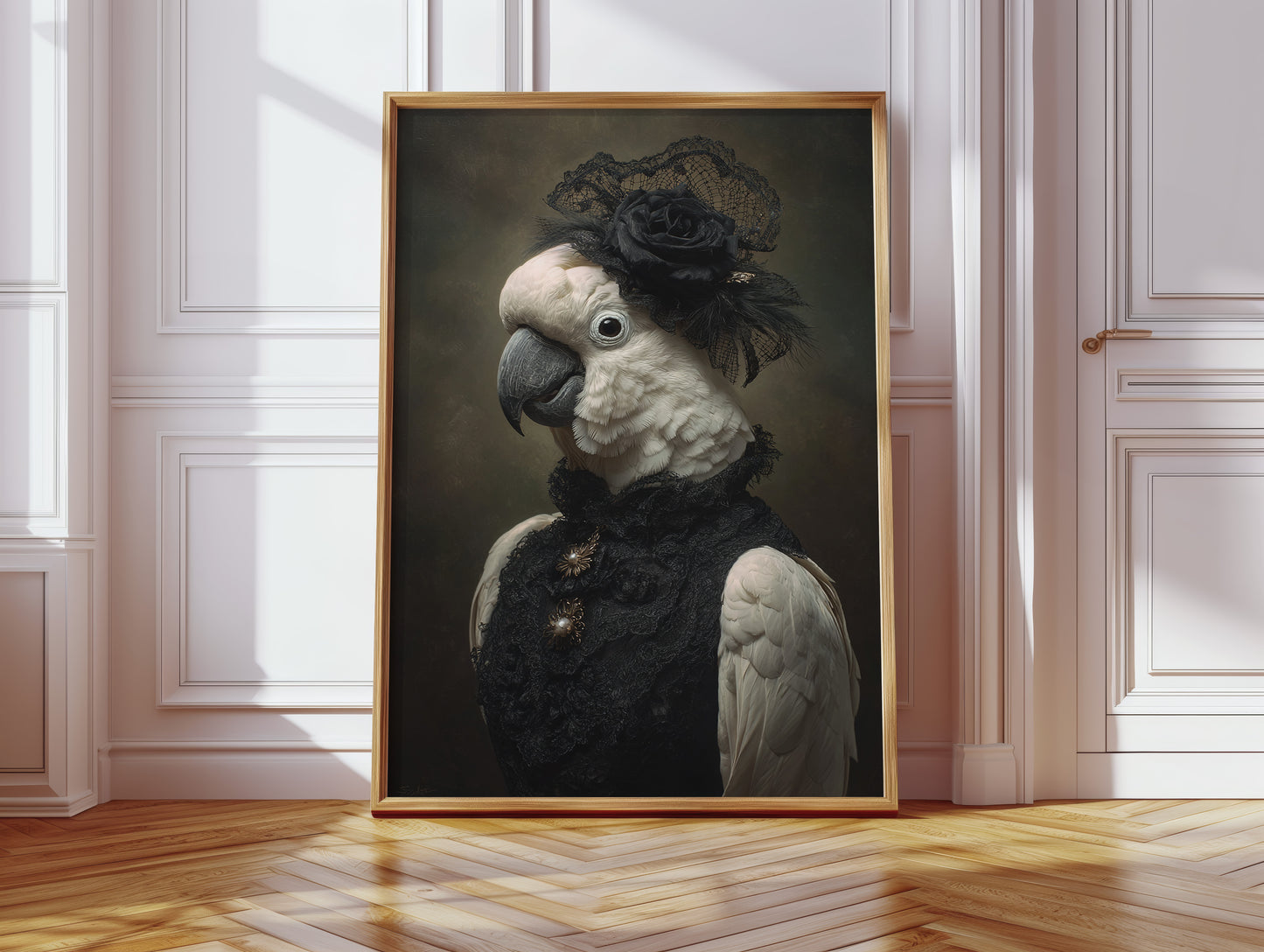 Regal Cockatoo in Lace Attire