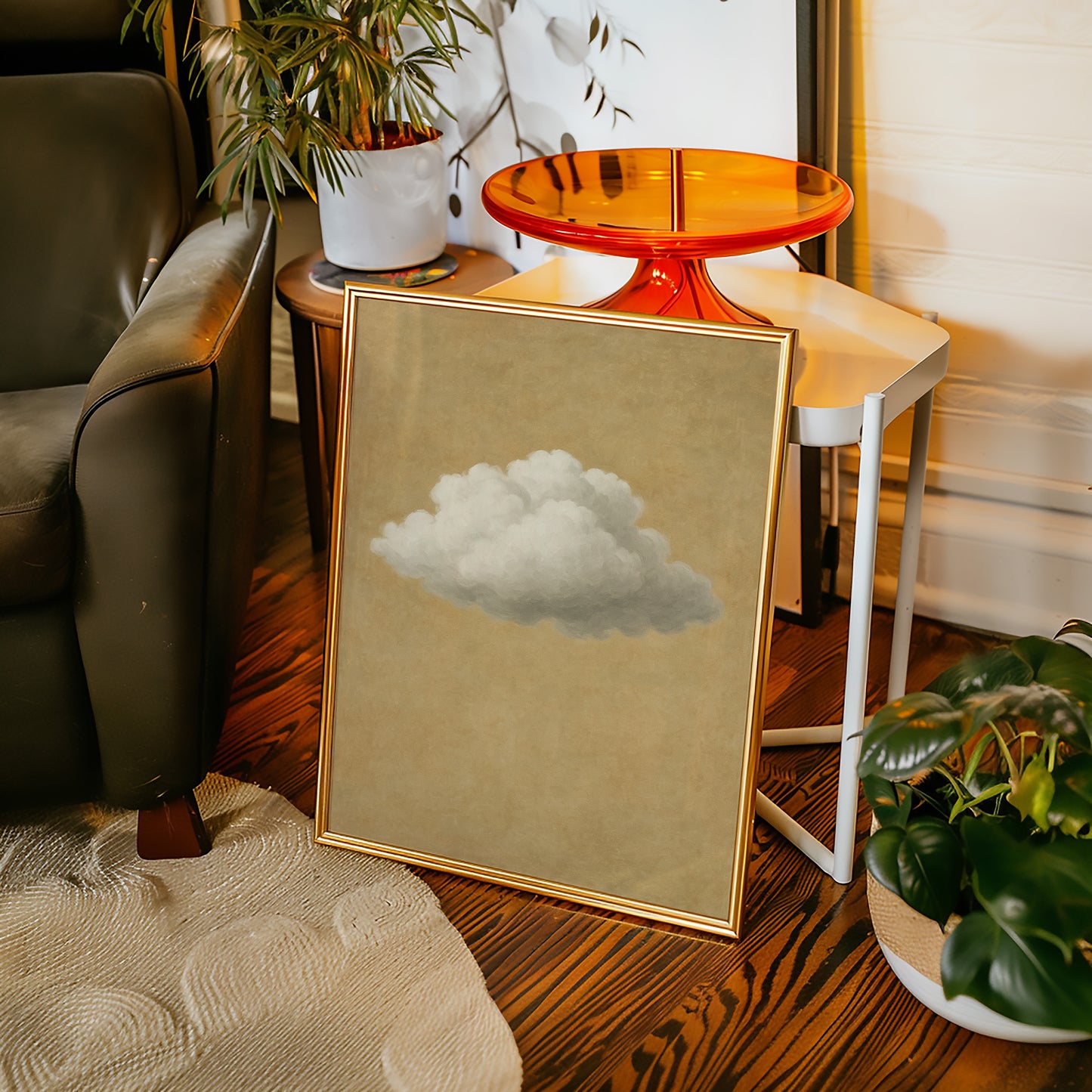 Solitary Cloud Over Ochre Sky