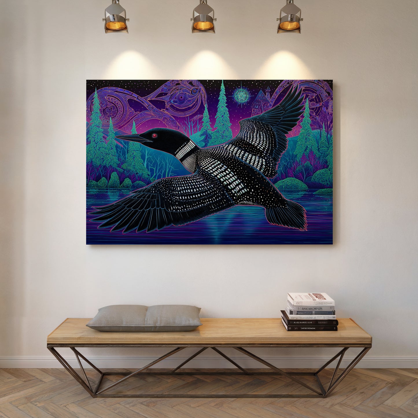 Midnight Loon Crosses Northern Waters