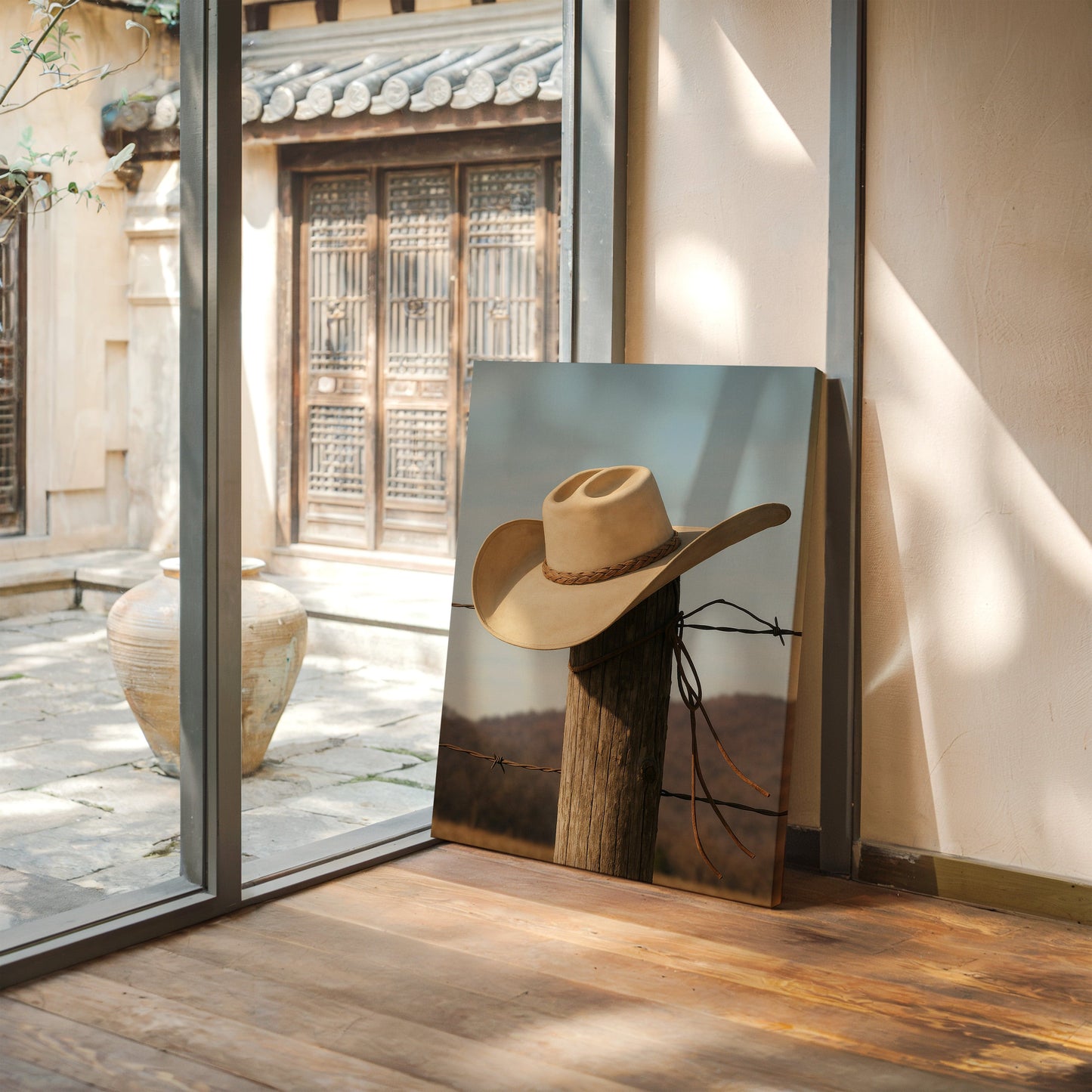 Cowboy Hat on Fence Post