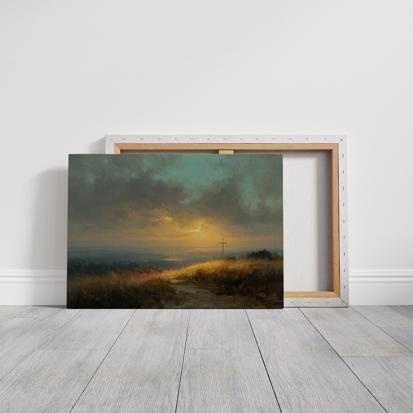 Solitary Cross At Golden Horizon