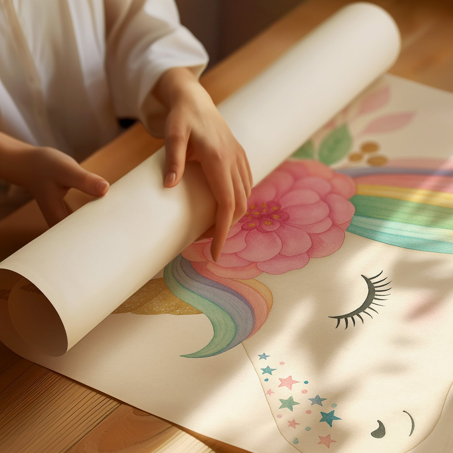 Starlit Unicorn with Rainbow Mane