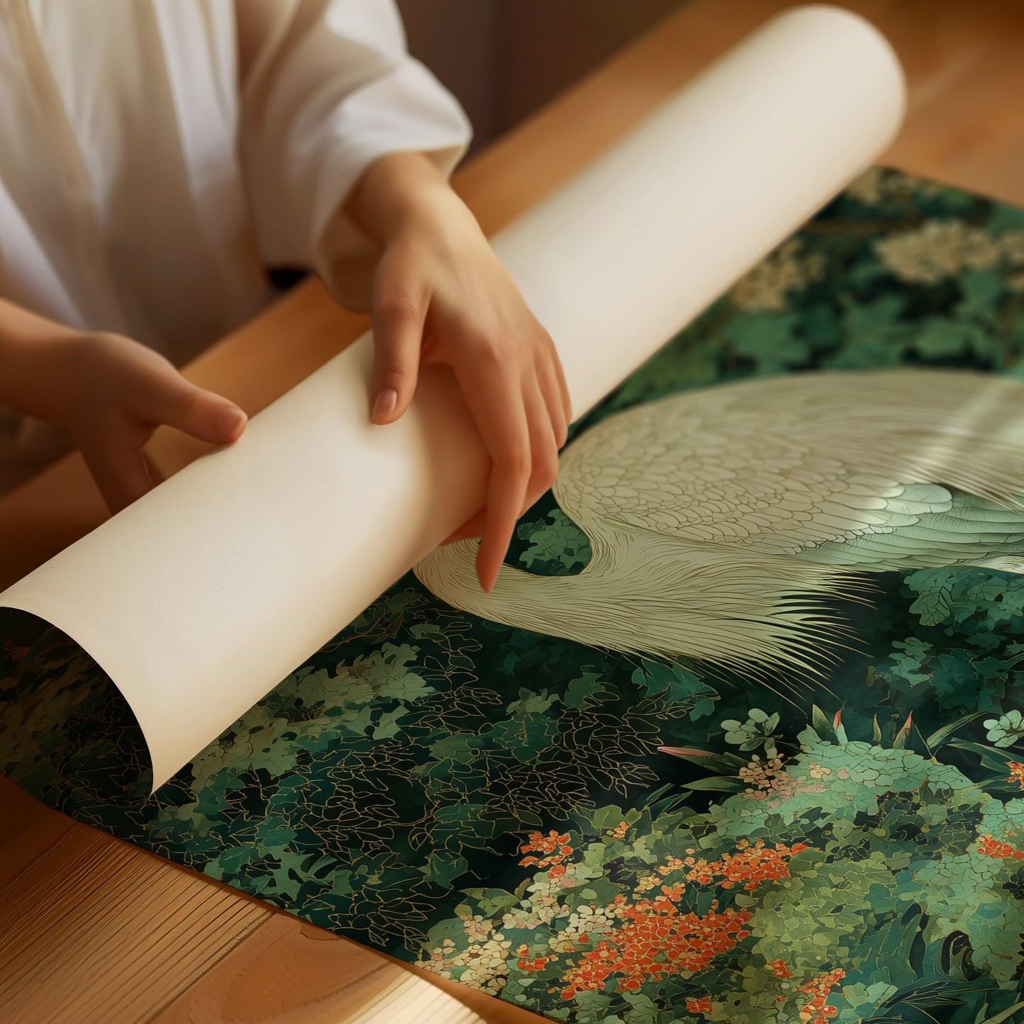 White Heron Among Garden Secrets