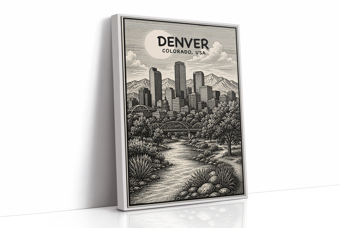 Denver in Woodcut