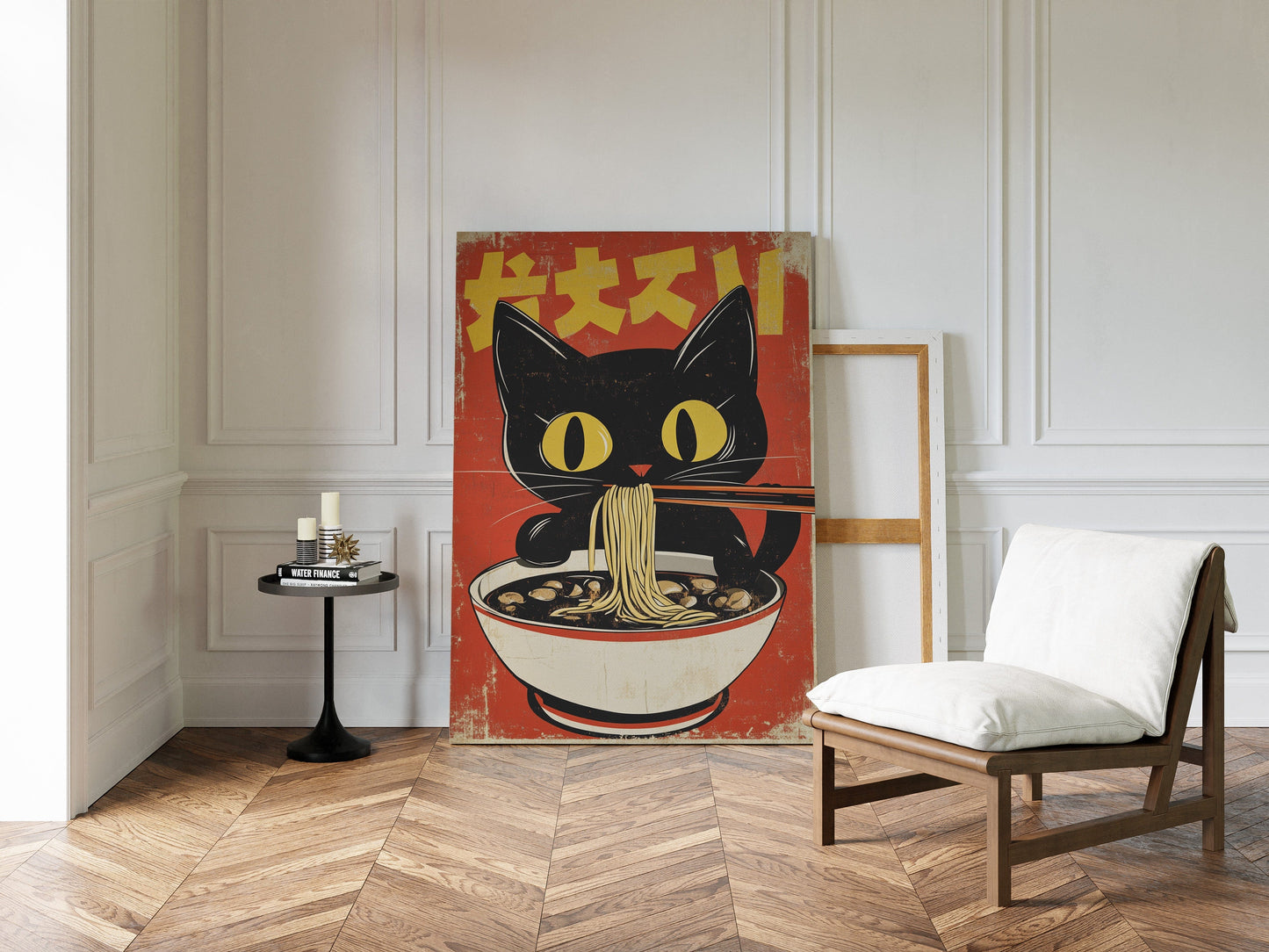 Retro Ramen Cat Poster – Japanese-Inspired Noodle Lover Wall Art