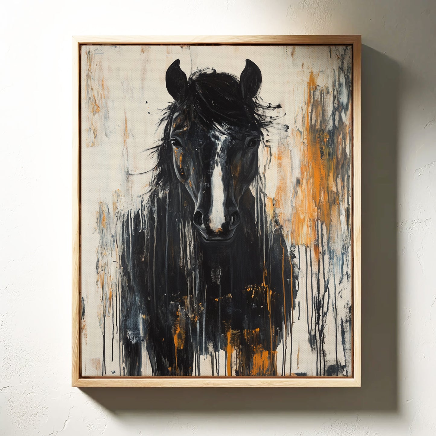 Fierce Stallion in Amber Rain