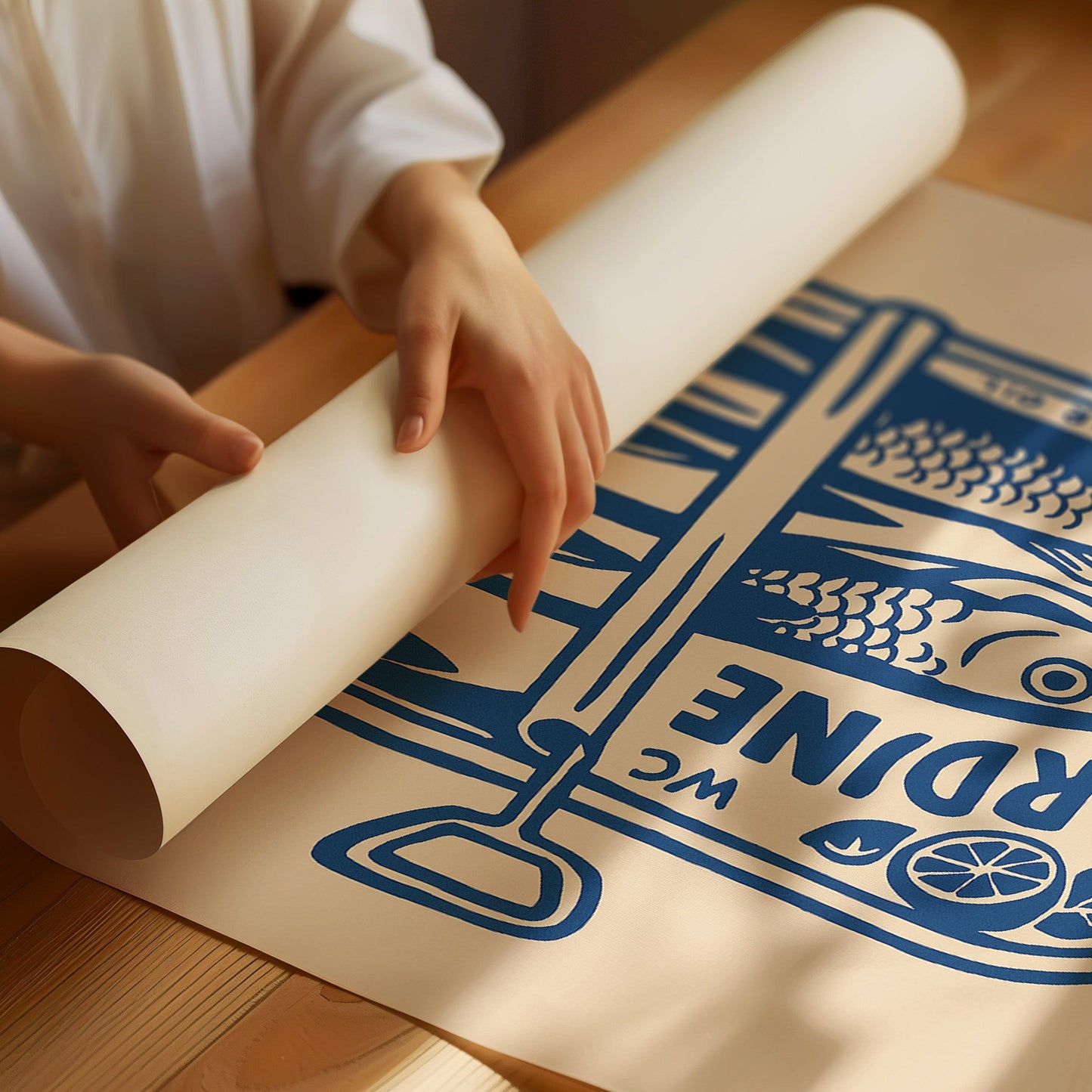 Retro Sardine Tin Wall Art – Blue & Beige Kitchen Decor