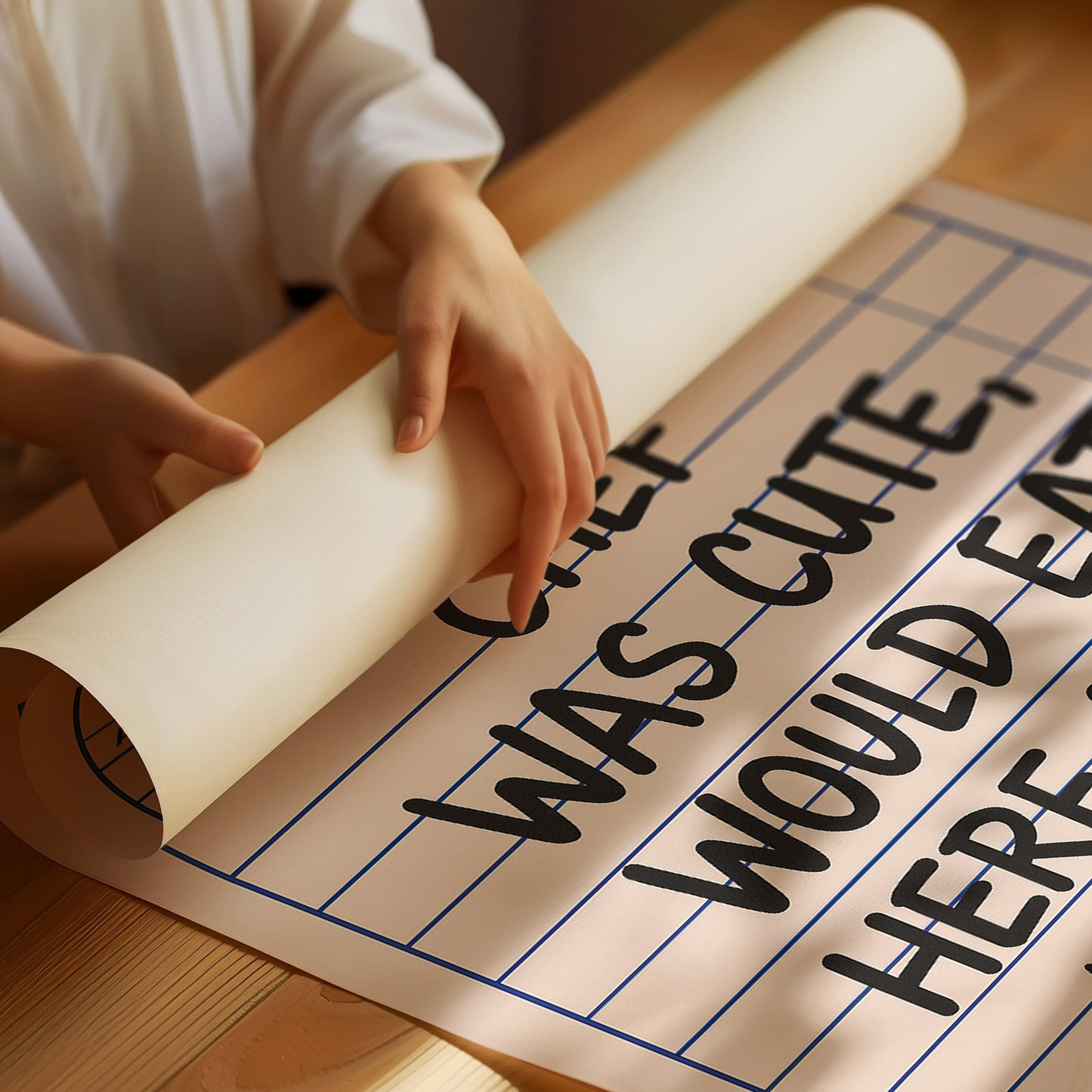 Funny Guest Check Wall Art – “Chef Was Cute” Diner Poster