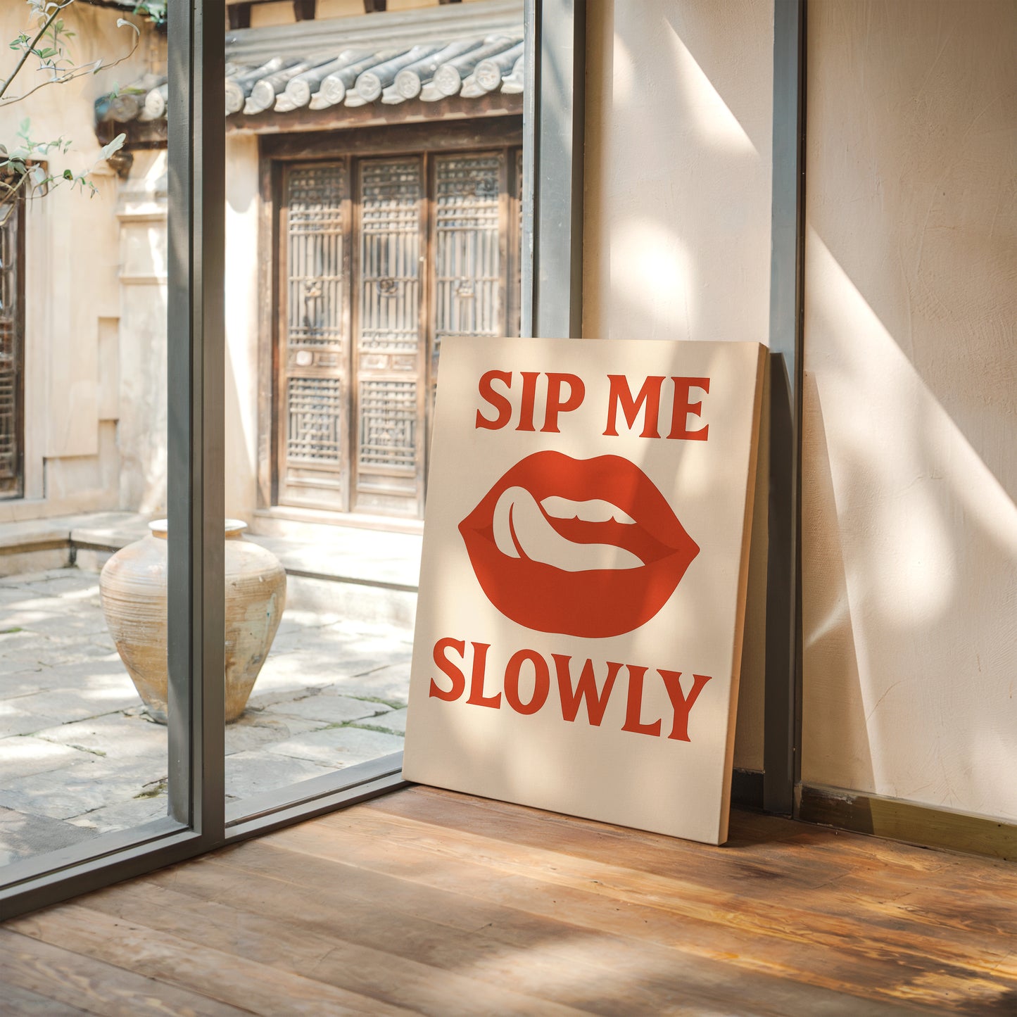 Sip Me Slowly Retro Lips Print