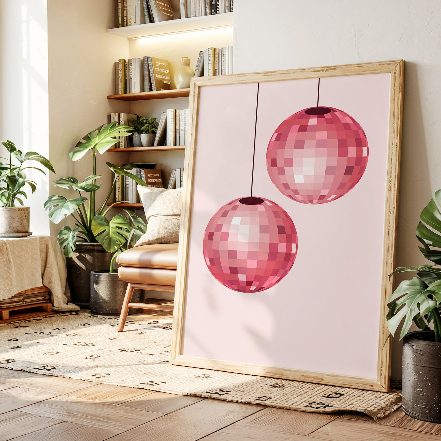 Rose Disco Spheres Catch Morning Light