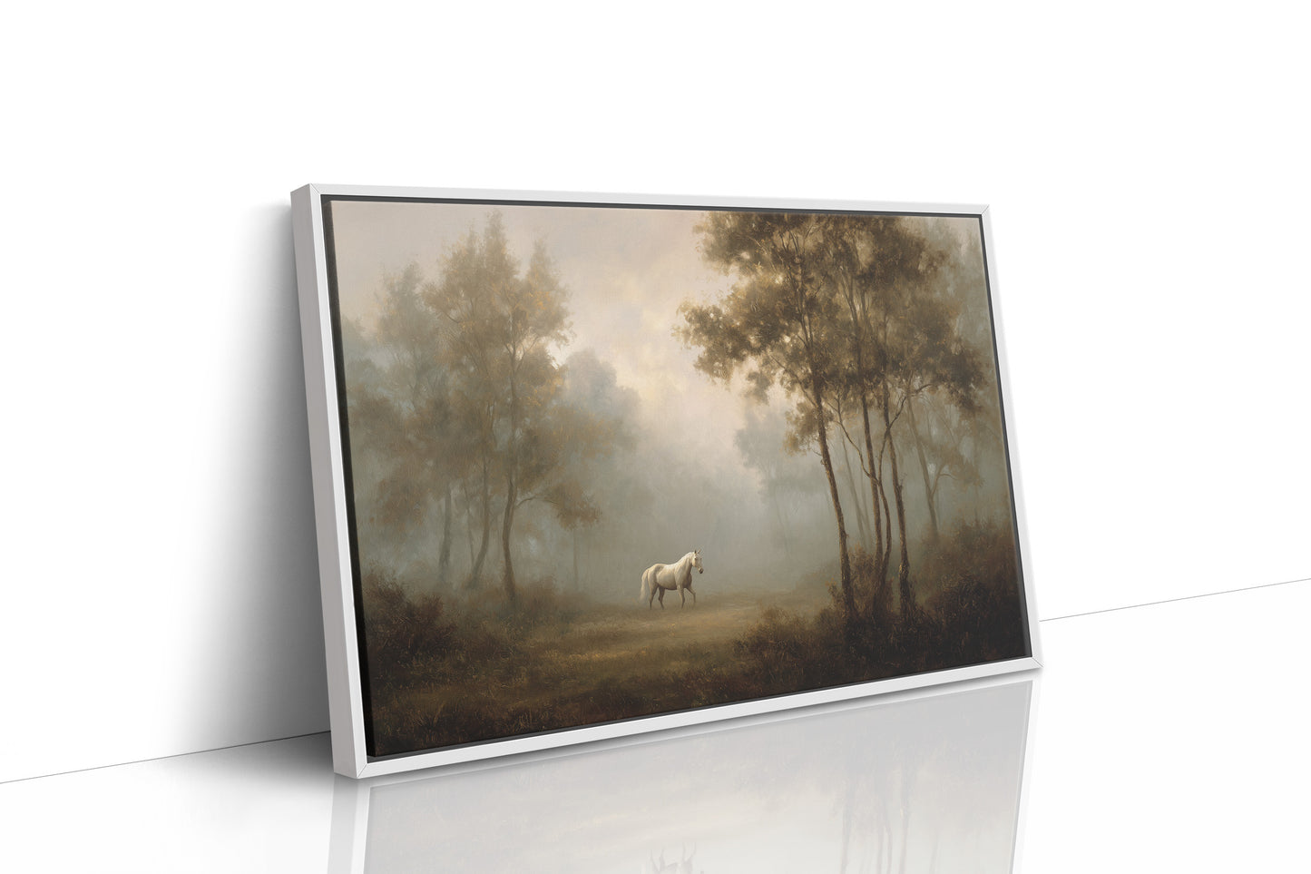 Lone Horse Among Misty Trees