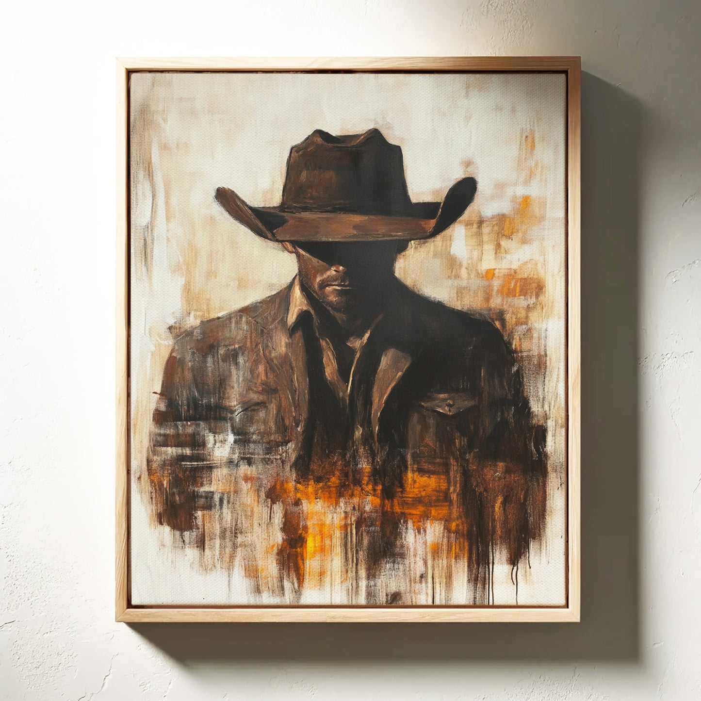 Lone Cowboy in Shadow and Flame