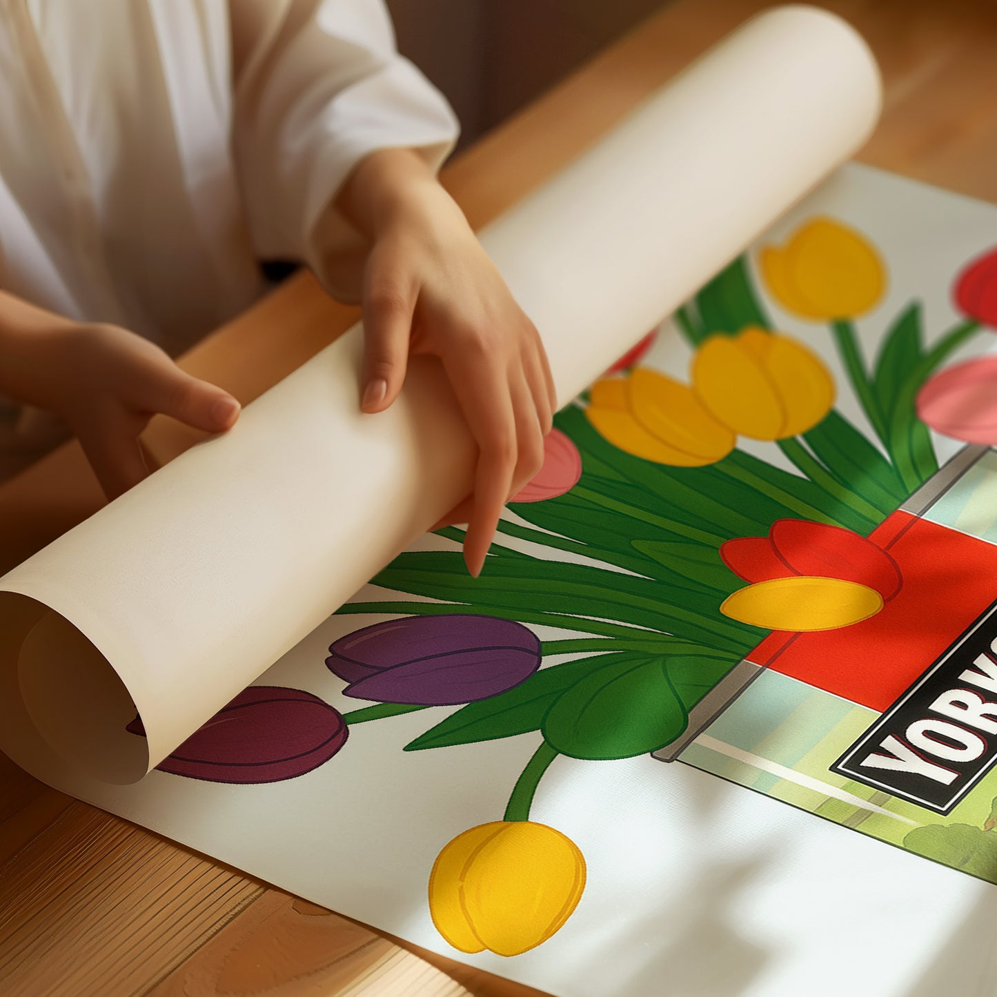 Tulips in a Yorkshire Tea Tin