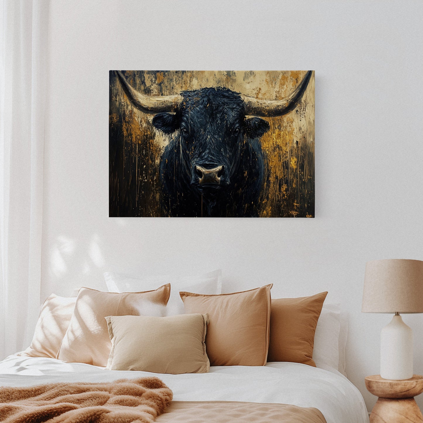Black Bull Against Golden Storm