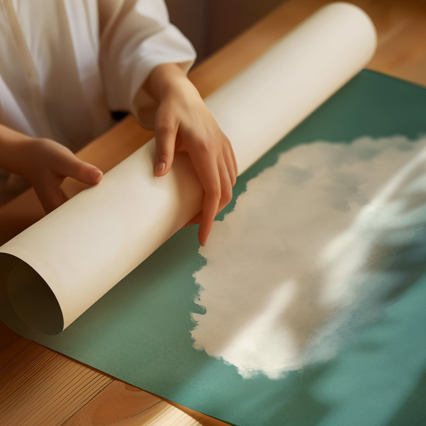 Gentle Cloud over Seafoam Sky