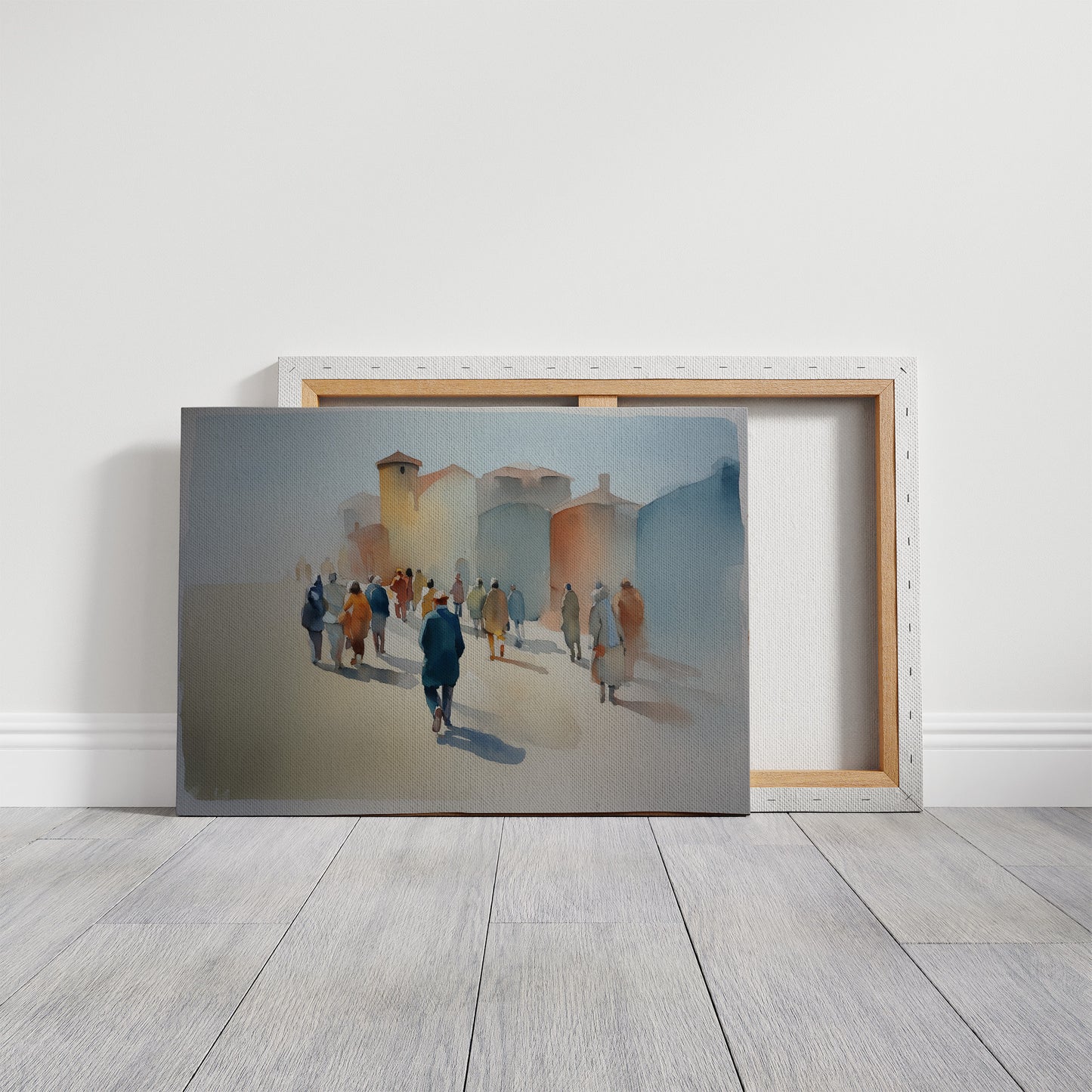 Mediterranean Promenade in Watercolor Haze