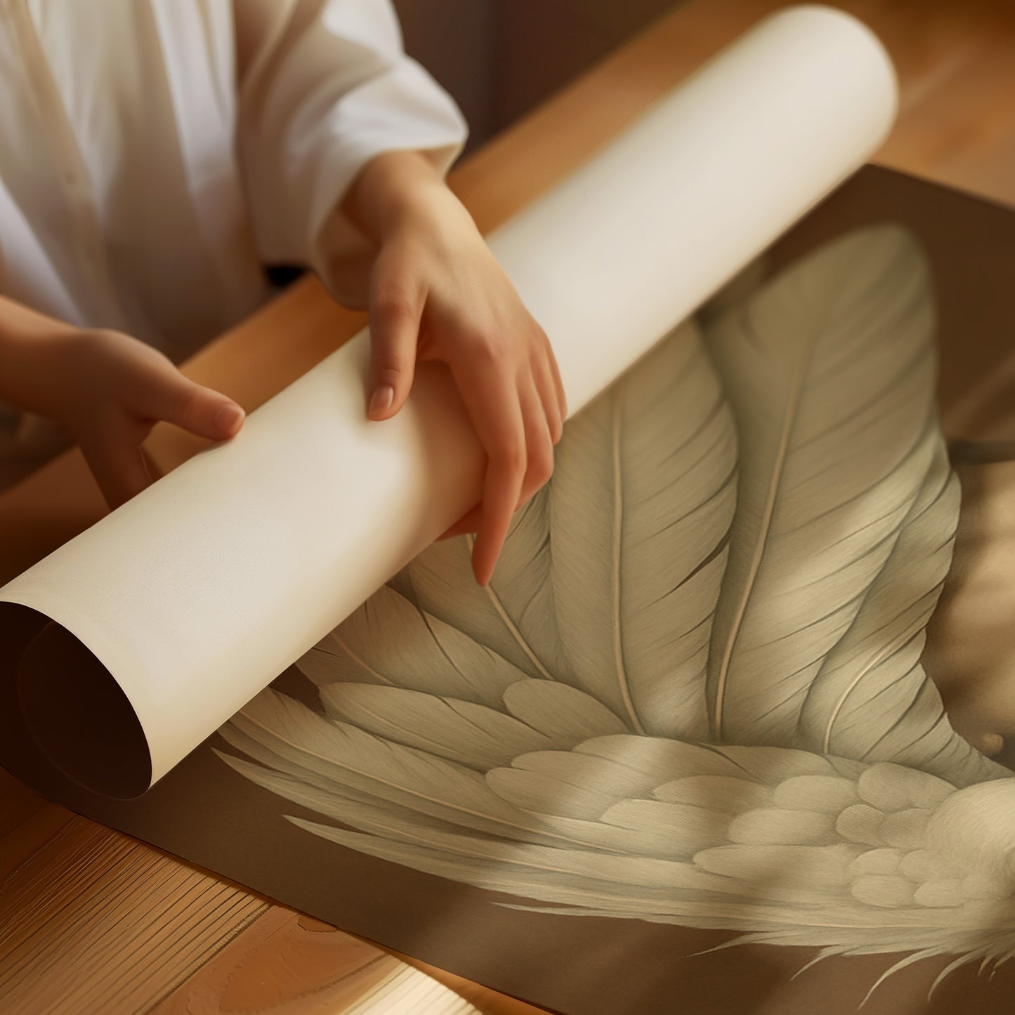 Winged Elegance in Ivory and Crimson