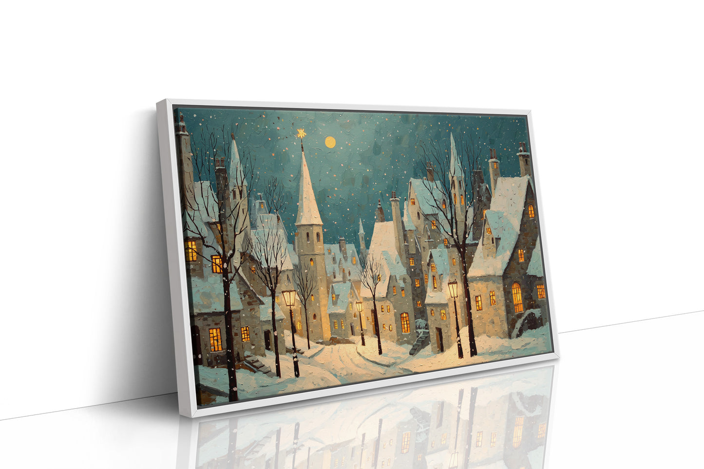 Moonlit Village Awaits December Snow