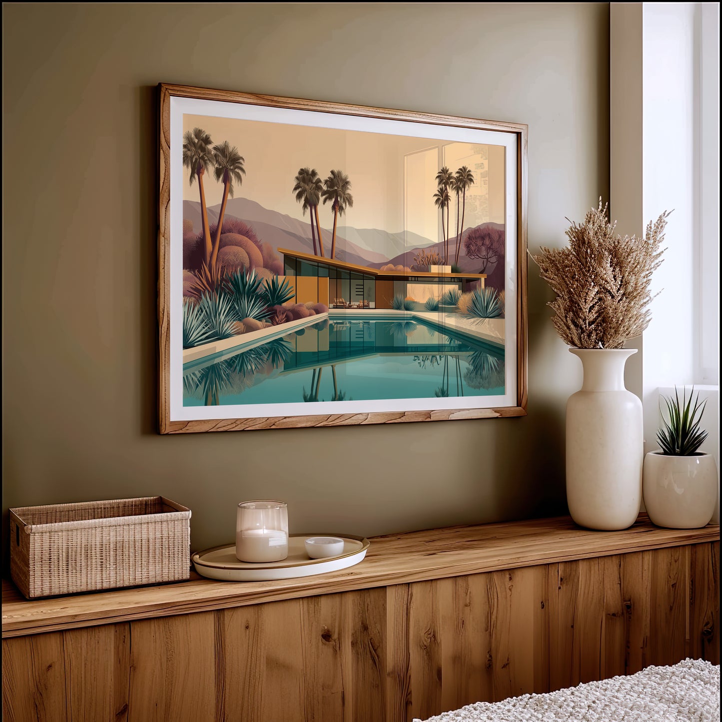 Desert Palms Mirror Modern Serenity