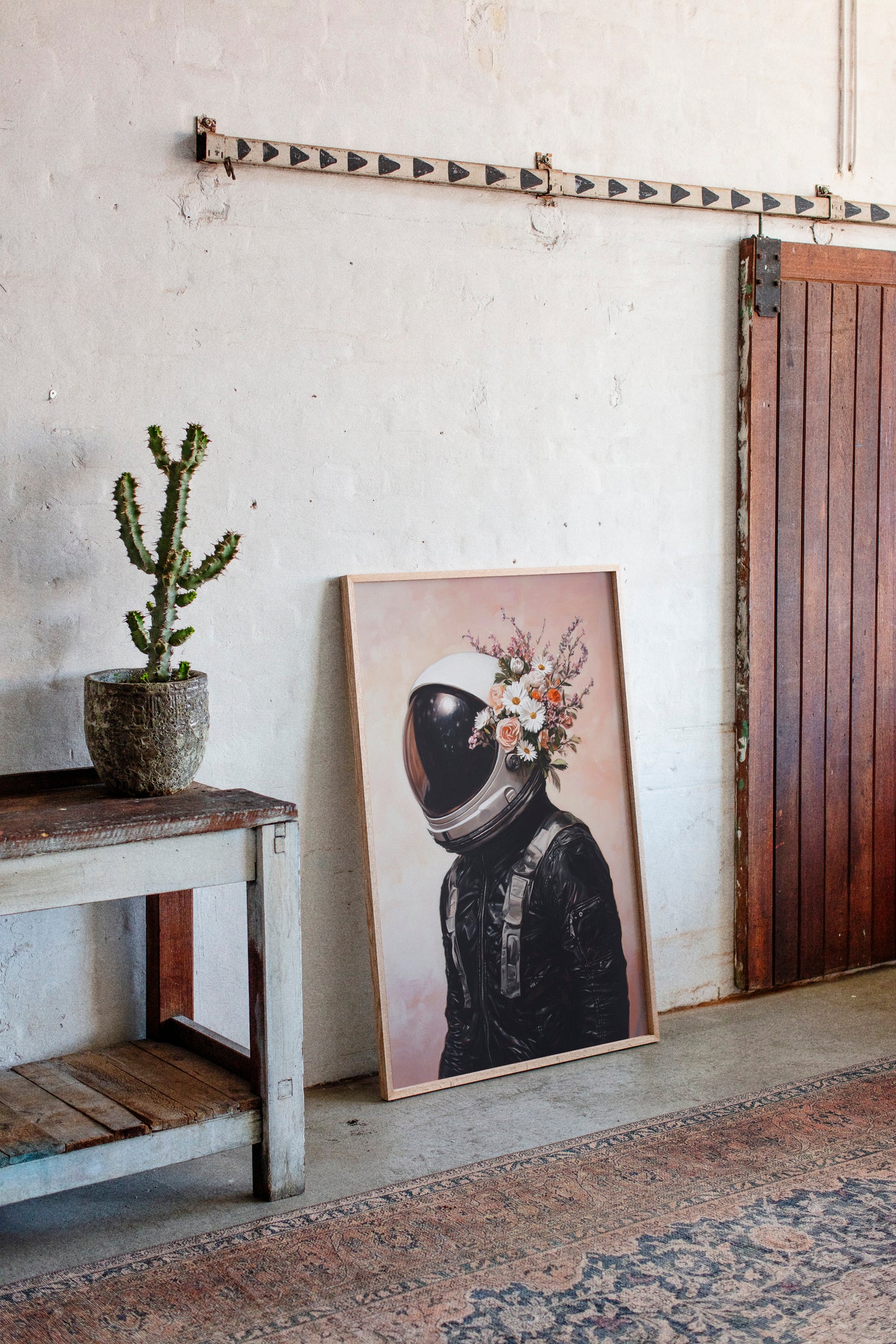 Astronaut with Blossoms on Blush