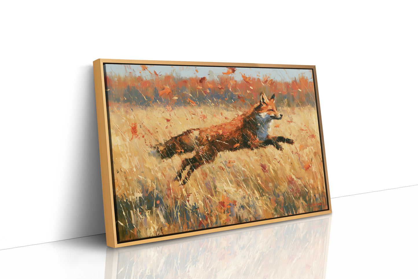 Fox, Leaping Through Gold