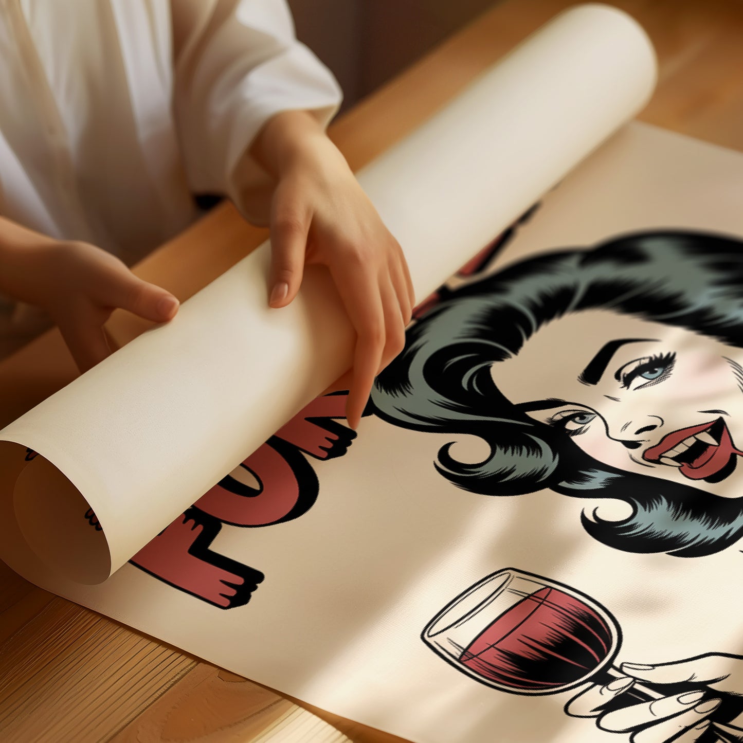 Vintage Vamp Sips Red Wine