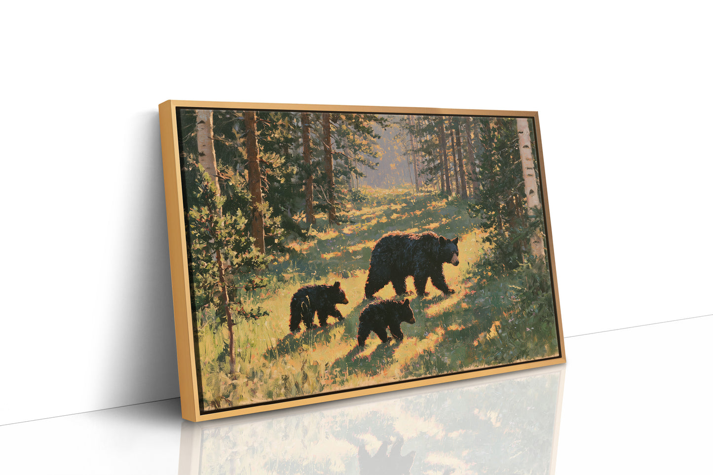 Black Bear Family, Dappled Trail