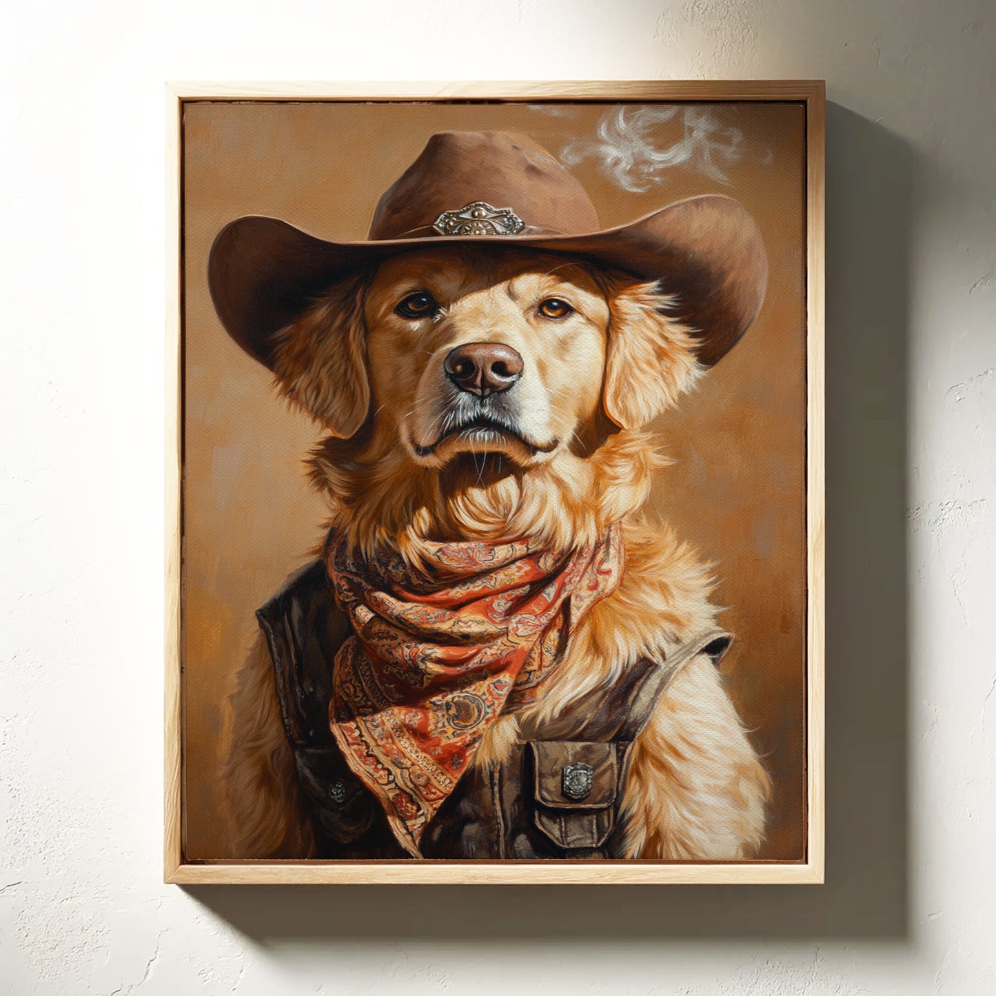 Golden Retriever Gunslinger in a Cowboy Hat