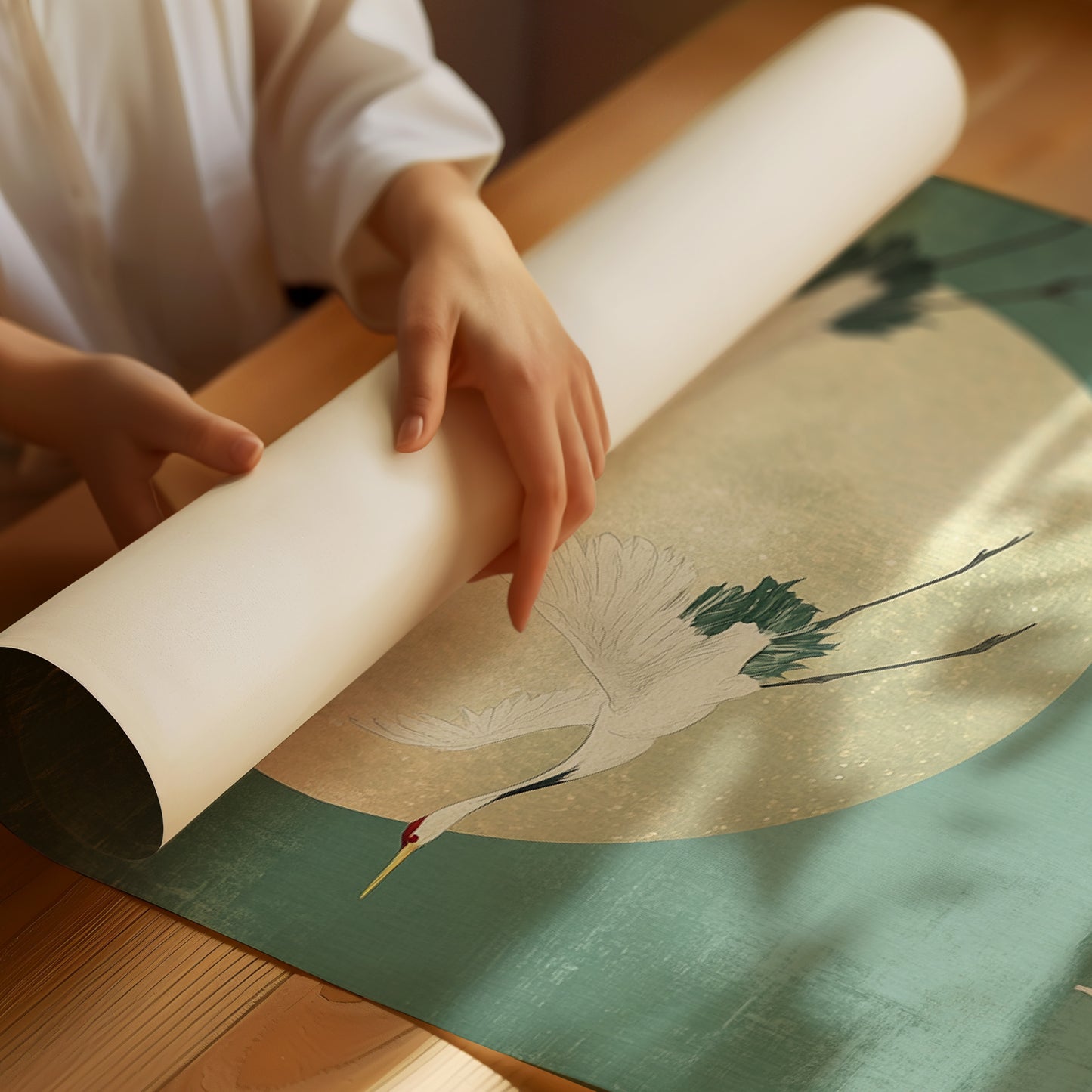 Moonrise Flight of the Cranes