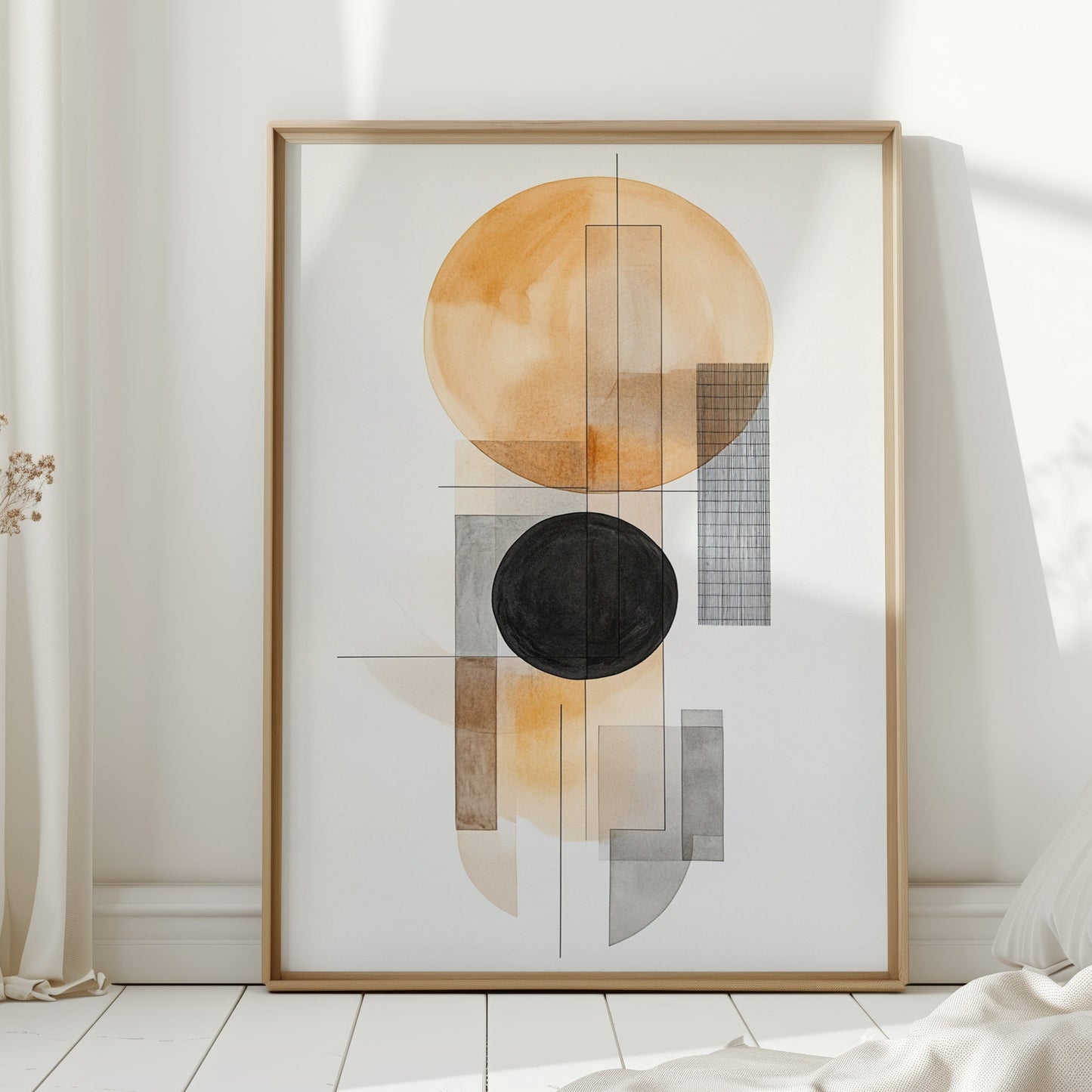 Modern Geometric Abstract Art Print – Minimalist Watercolor Design