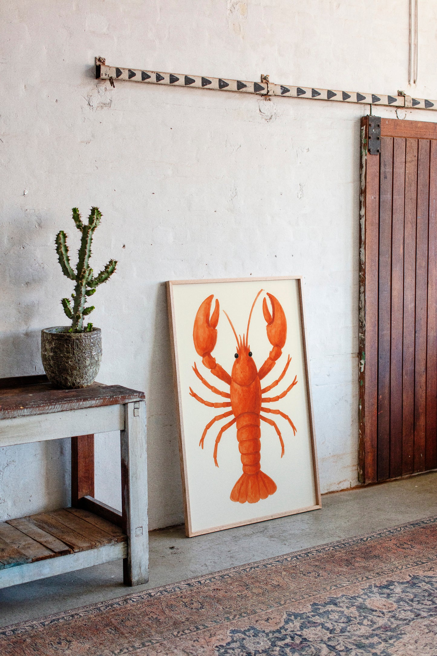 Watercolor Lobster in Coastal Red