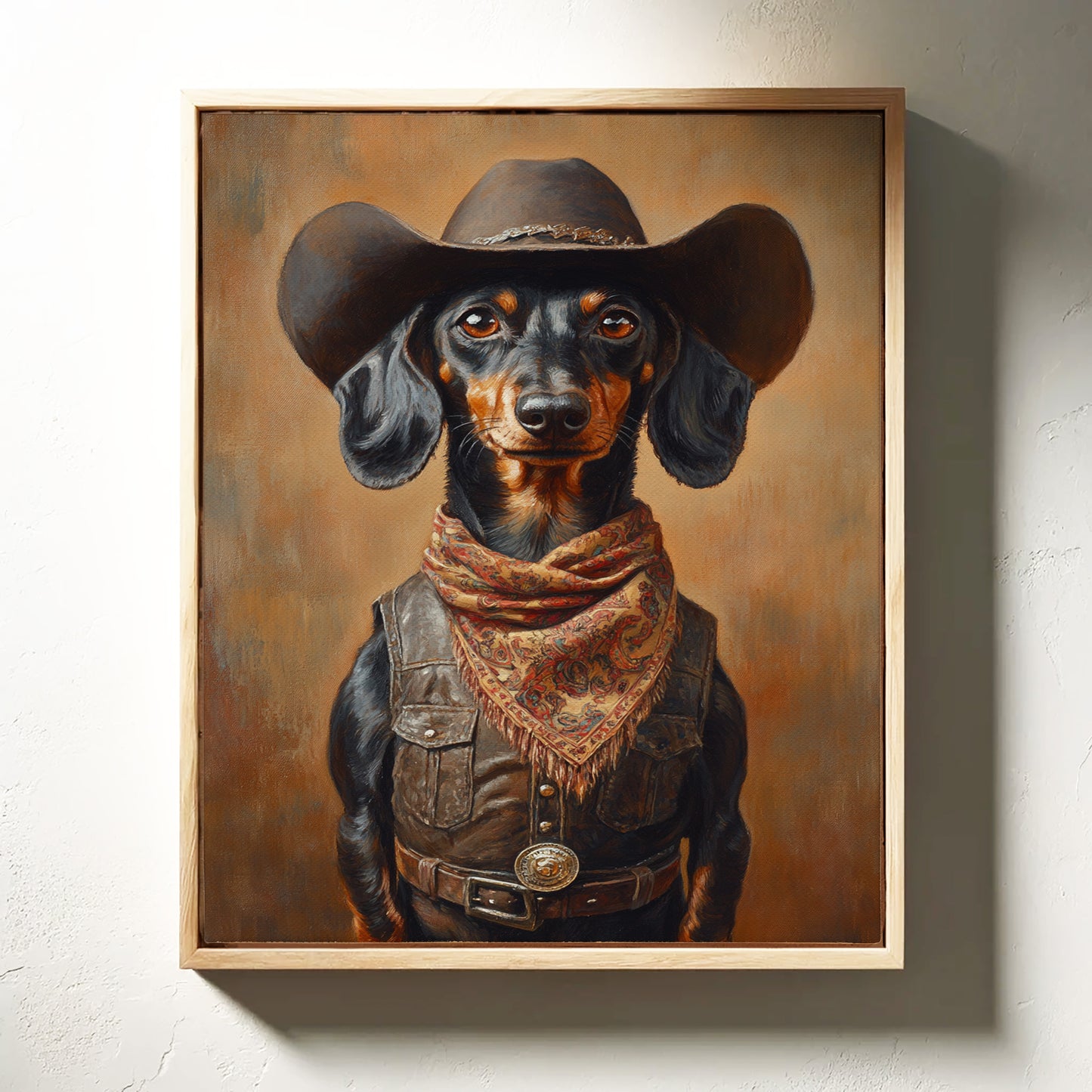 Cowboy Dachshund in Leather and Lace