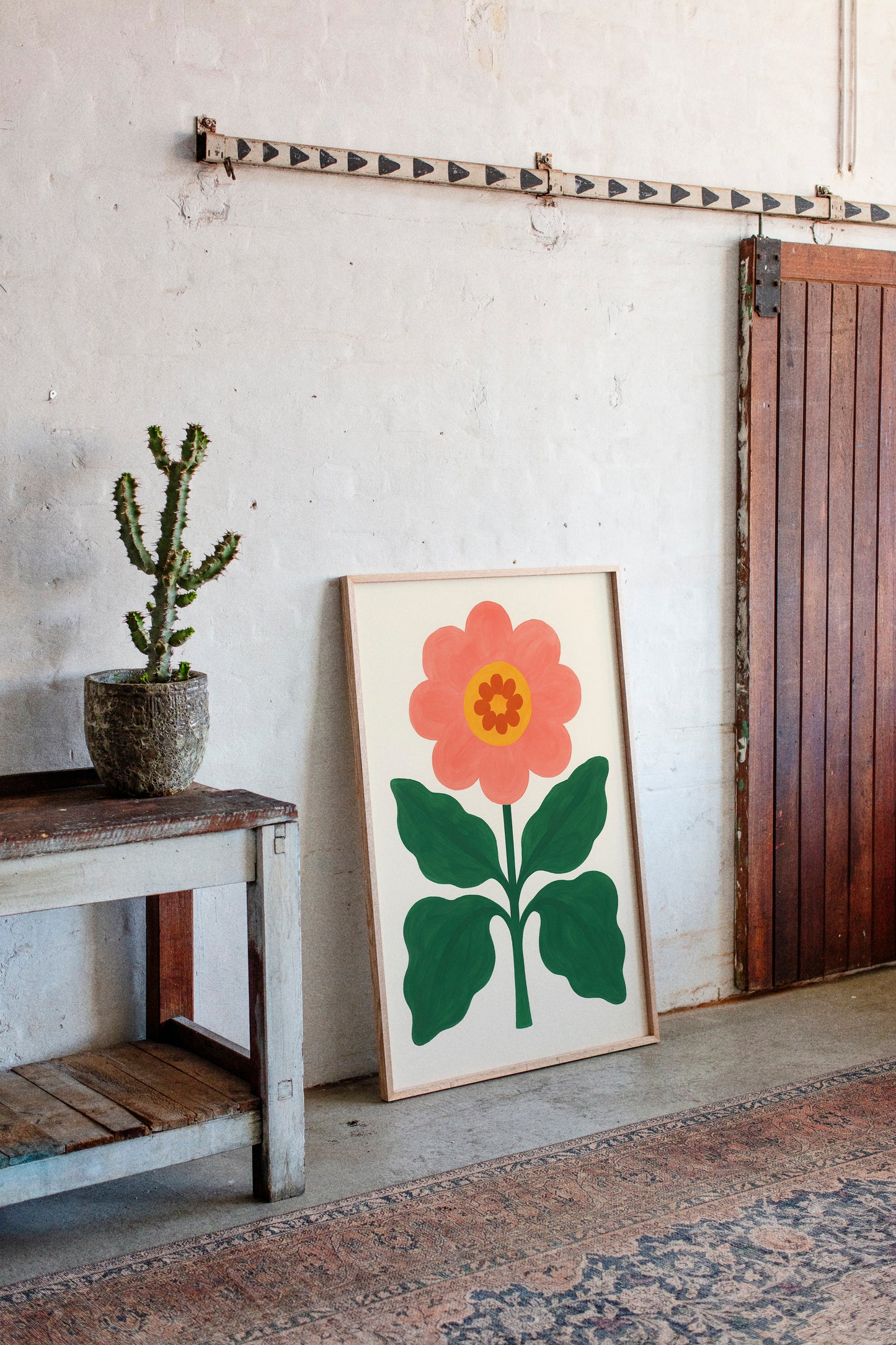 Sunny Bloom in Coral and Green