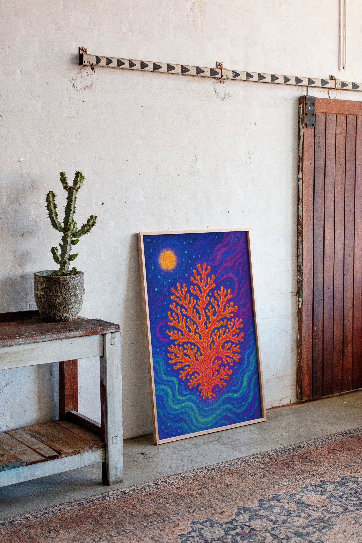 Cosmic Coral Under Moonlight