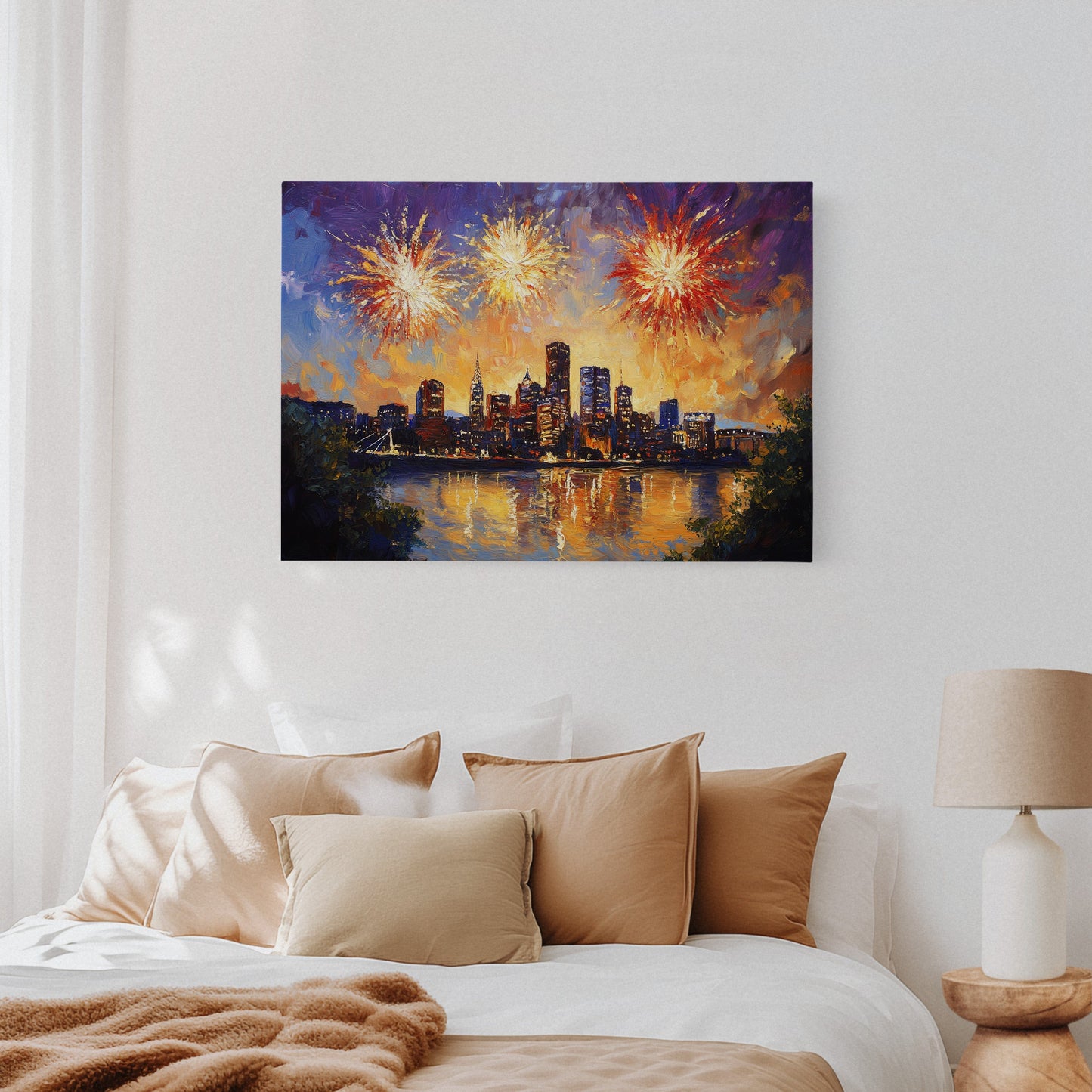 City Lights Dance With Fireworks Above