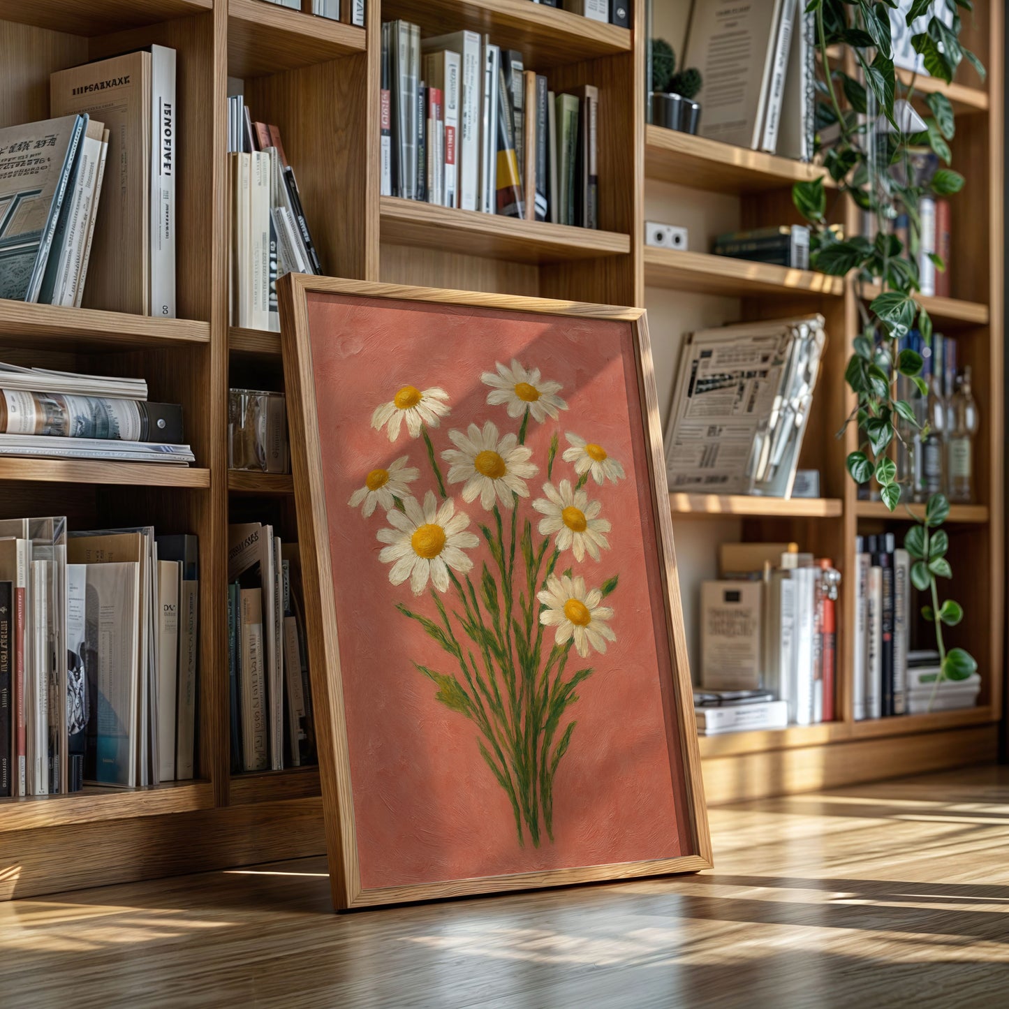 Wild Daisies on Blush Canvas