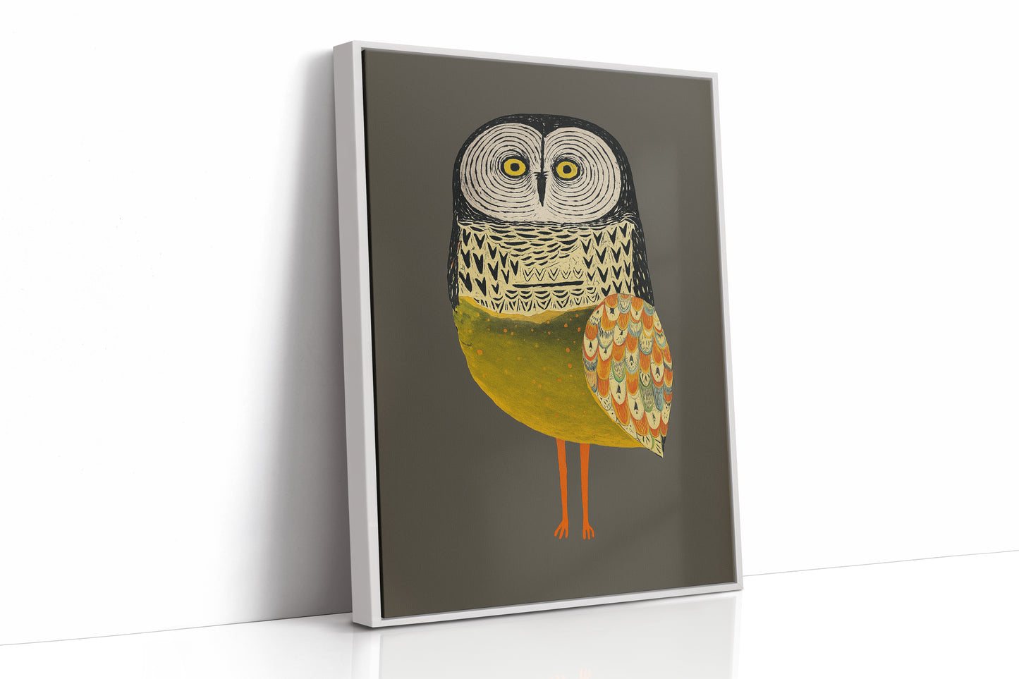 Stylized Owl with Golden Feathers