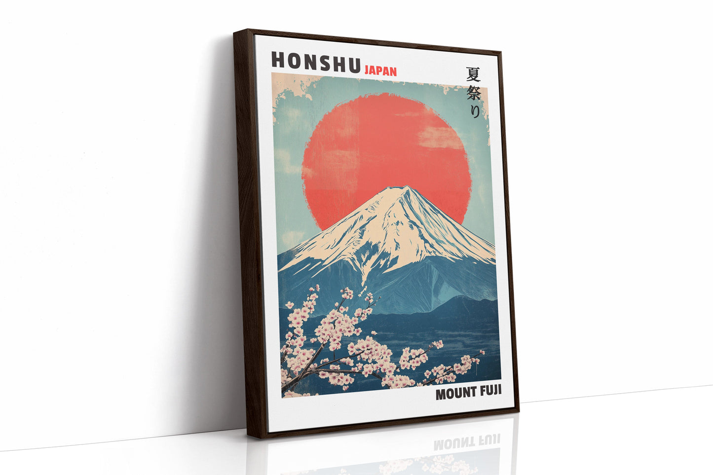 Vintage Mount Fuji – Rising Sun & Cherry Blossoms