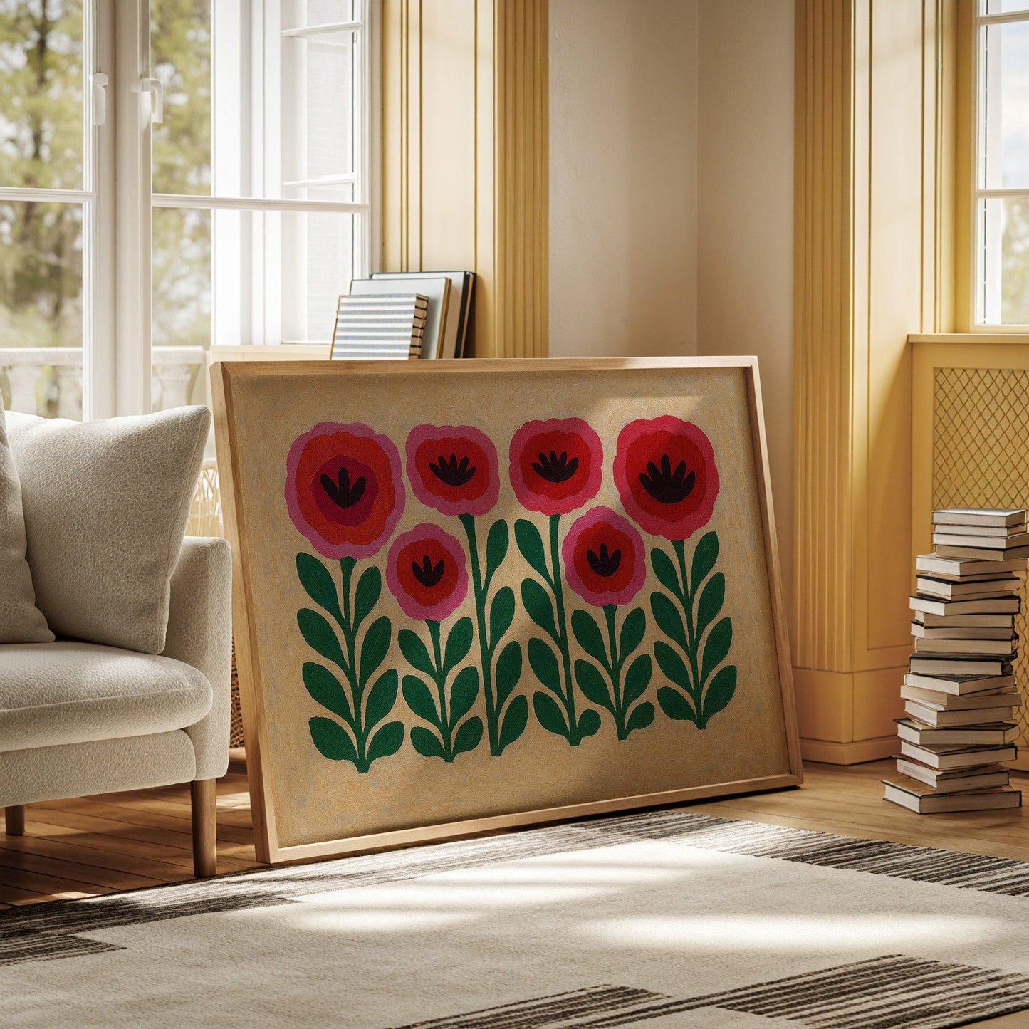 Folk Garden – Scandinavian Poppy Wall Art