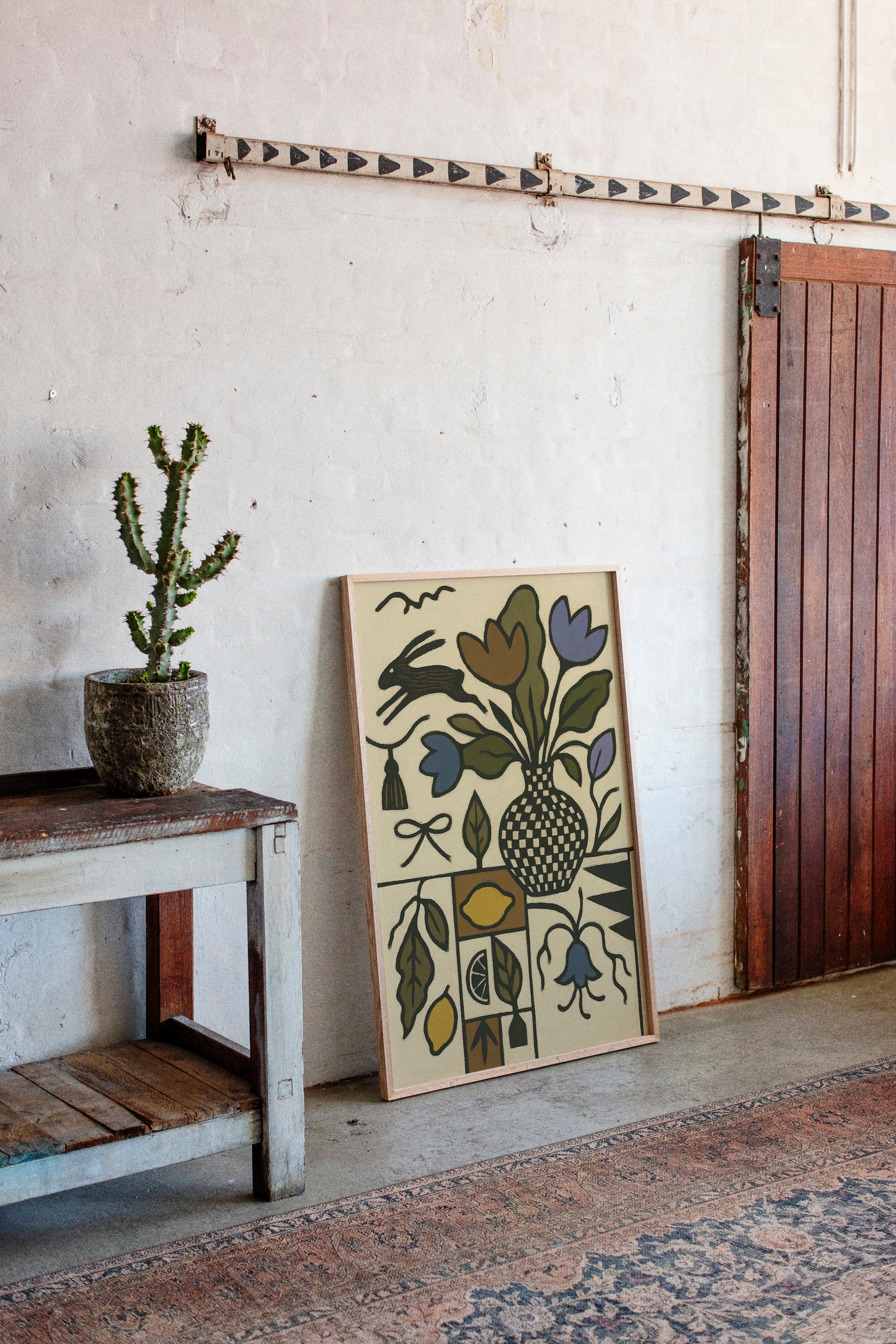 Lemon Rabbit Folk Vase