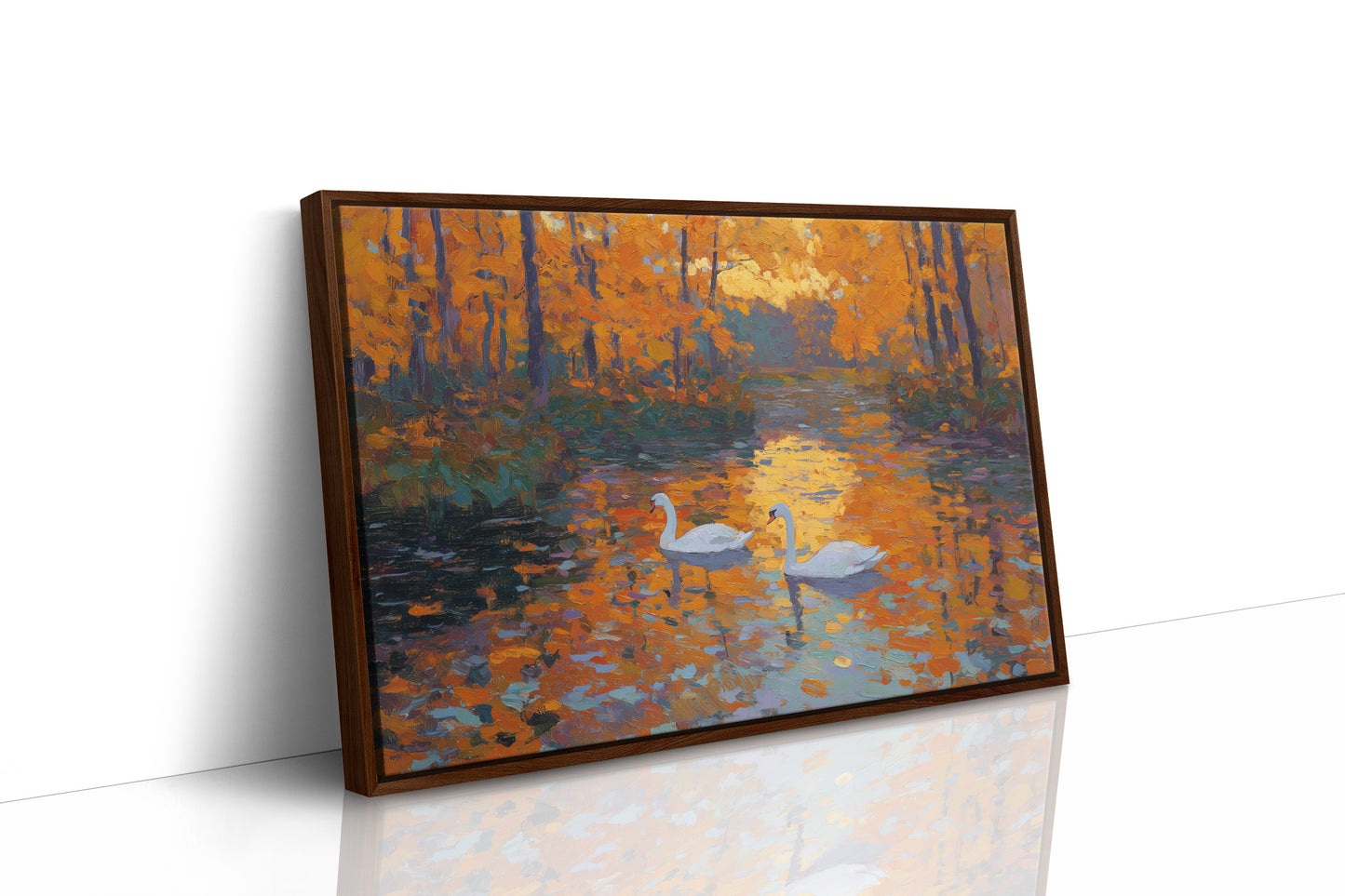 Swans Beneath the Amber Canopy