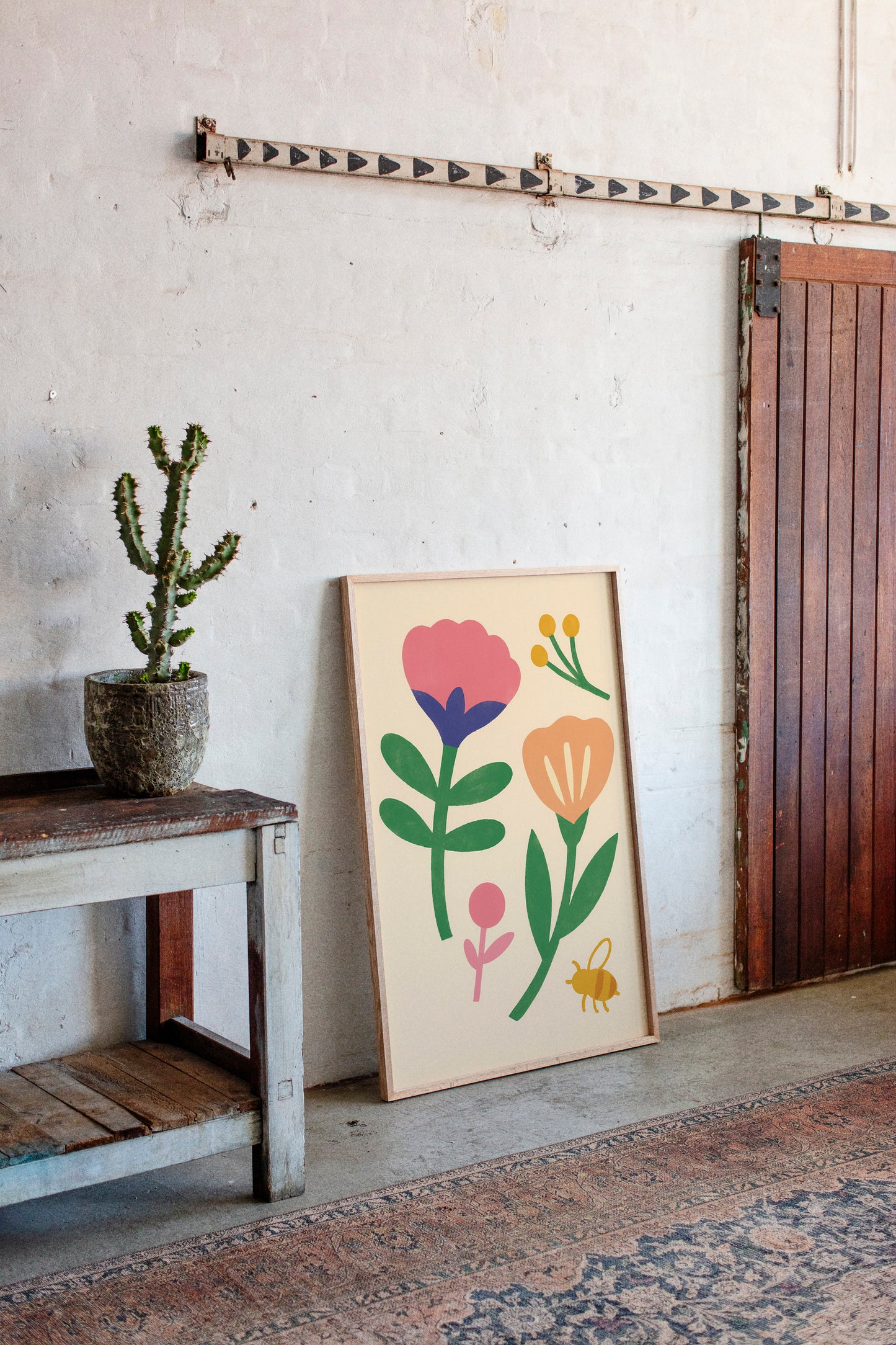 Bumblebee and Blossoms on Cream