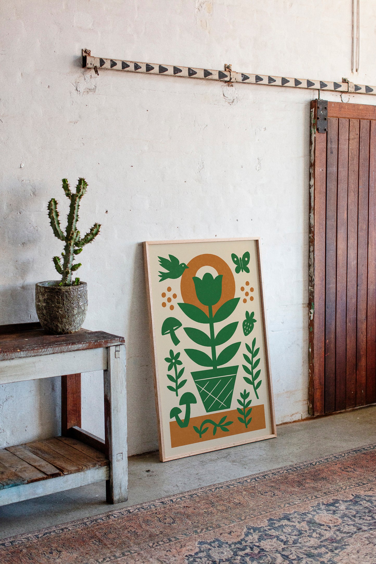 Folk Garden with Bird and Butterfly