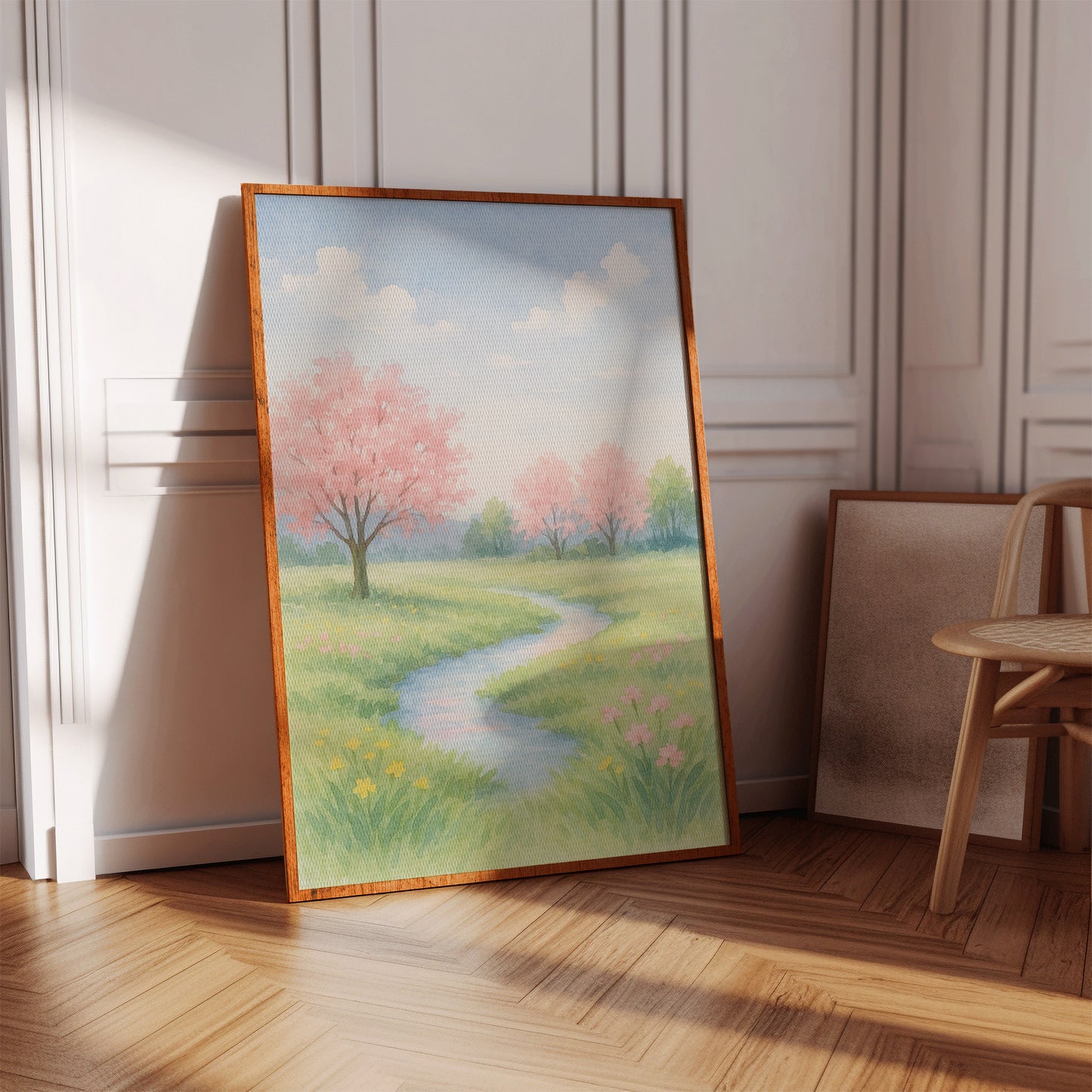 Spring Stream and Blossom Path