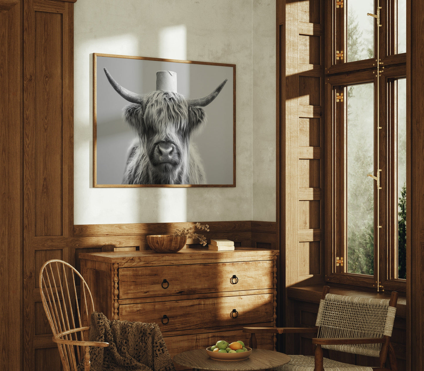 Highland Cow Wears Toilet Paper Crown