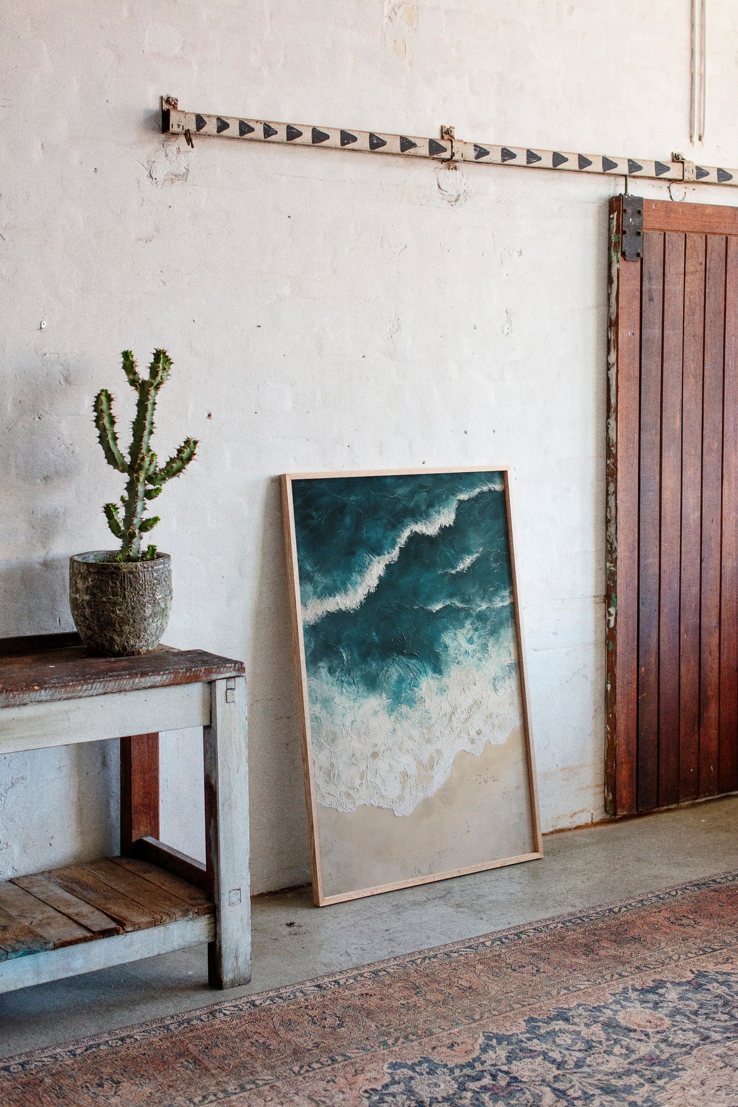 Textured Shoreline in Teal and Sand