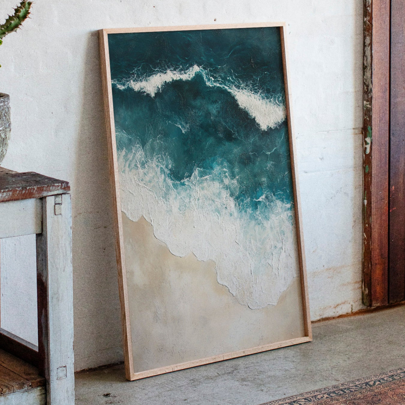 Waves Crashing on Sculpted Shore